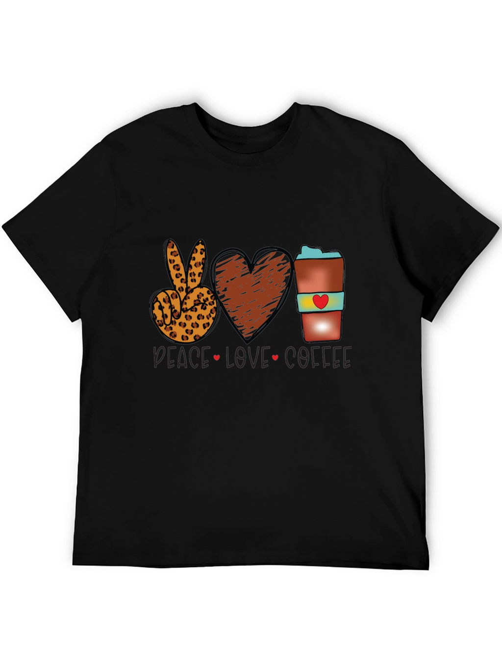 Peace Love Coffee T-Shirt Leopard Print