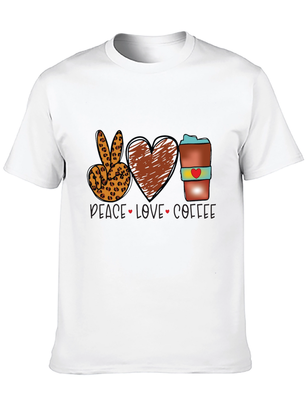 Peace Love Coffee T-Shirt Leopard Print