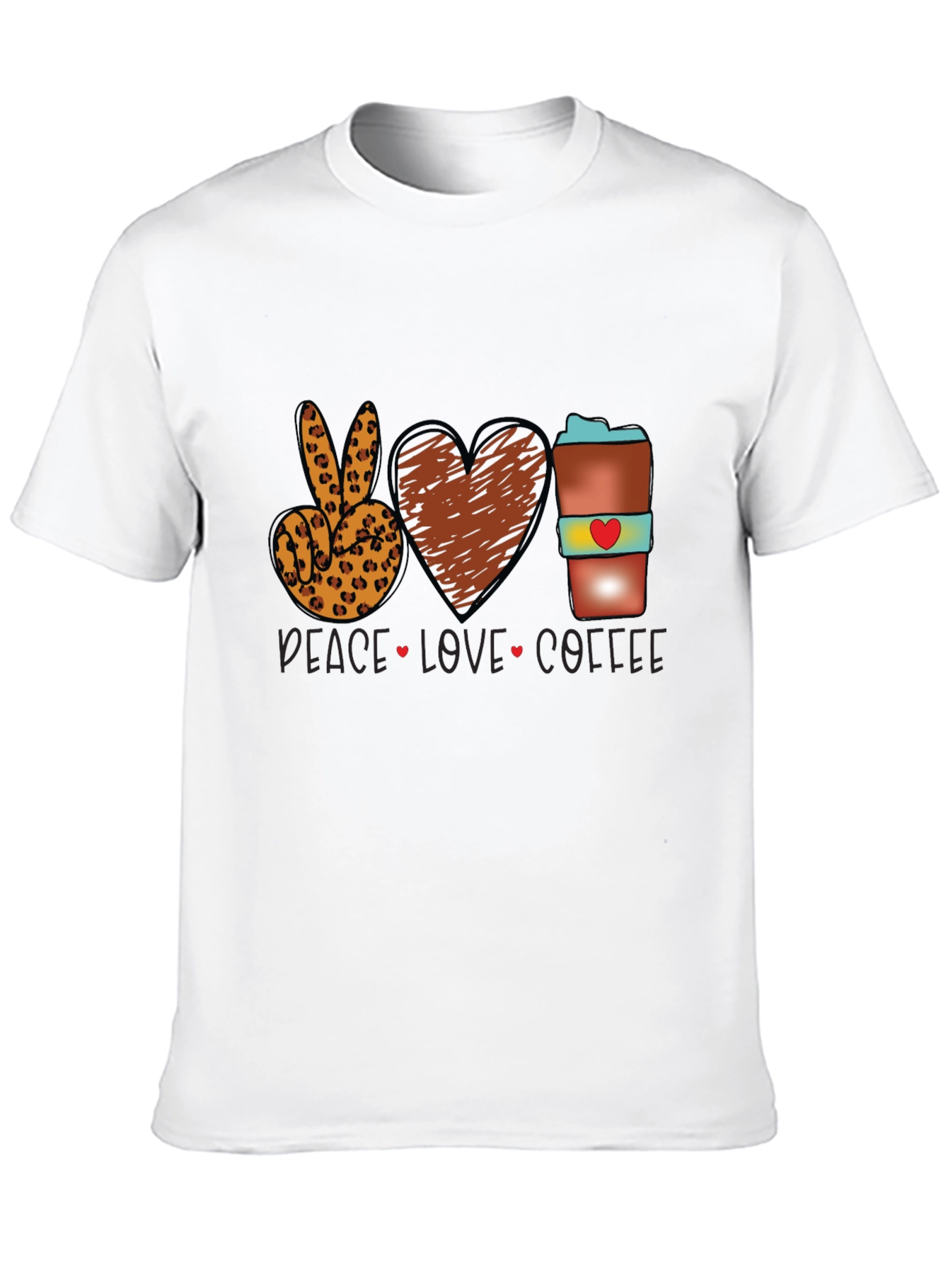 Peace Love Coffee T-Shirt Leopard Print