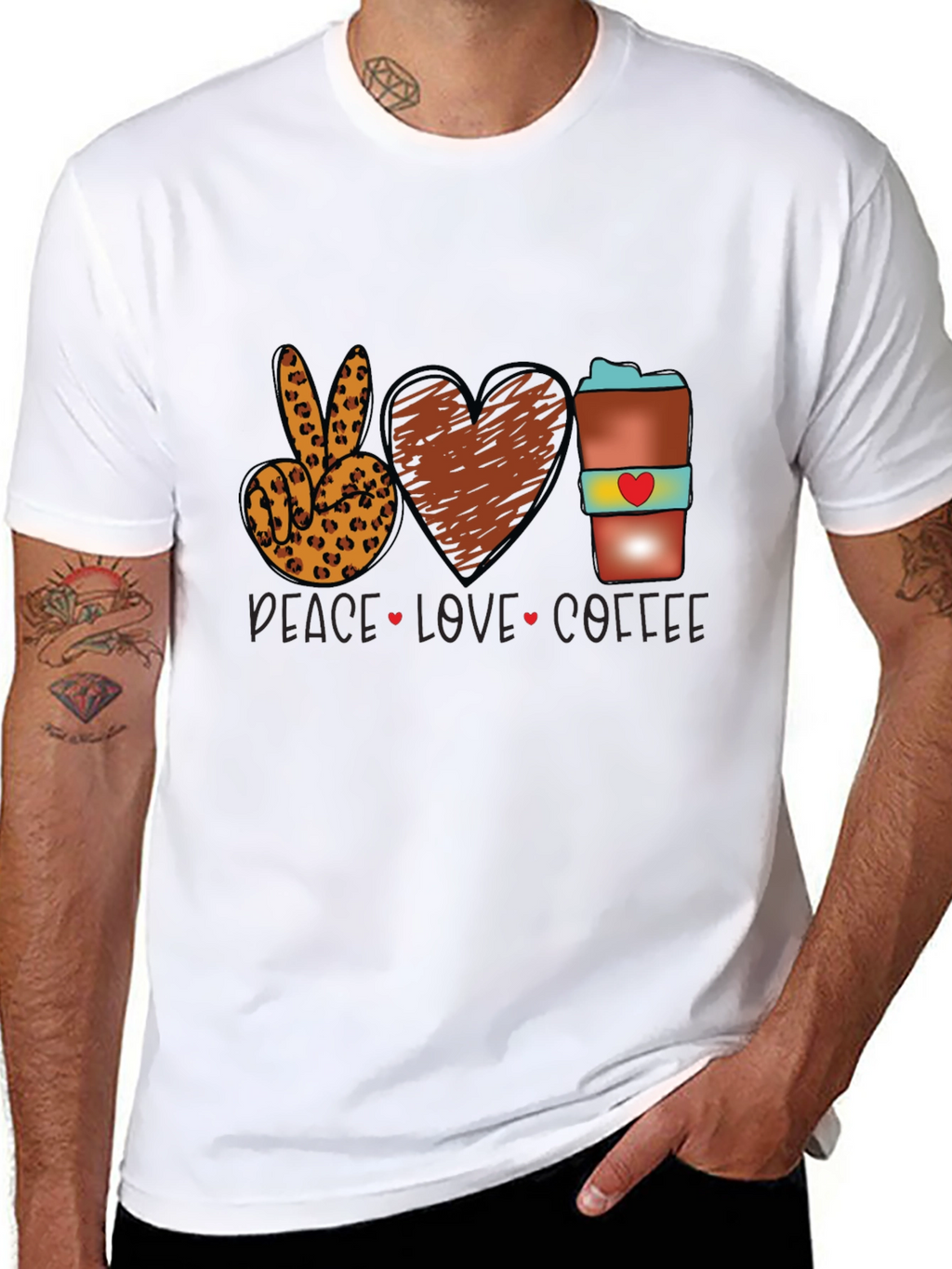 Peace Love Coffee T-Shirt Leopard Print