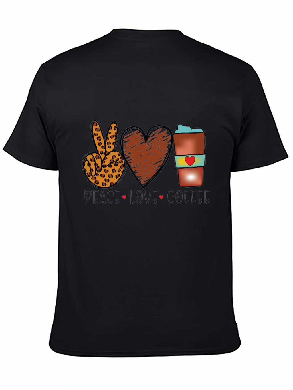 Peace Love Coffee T-Shirt Leopard Print