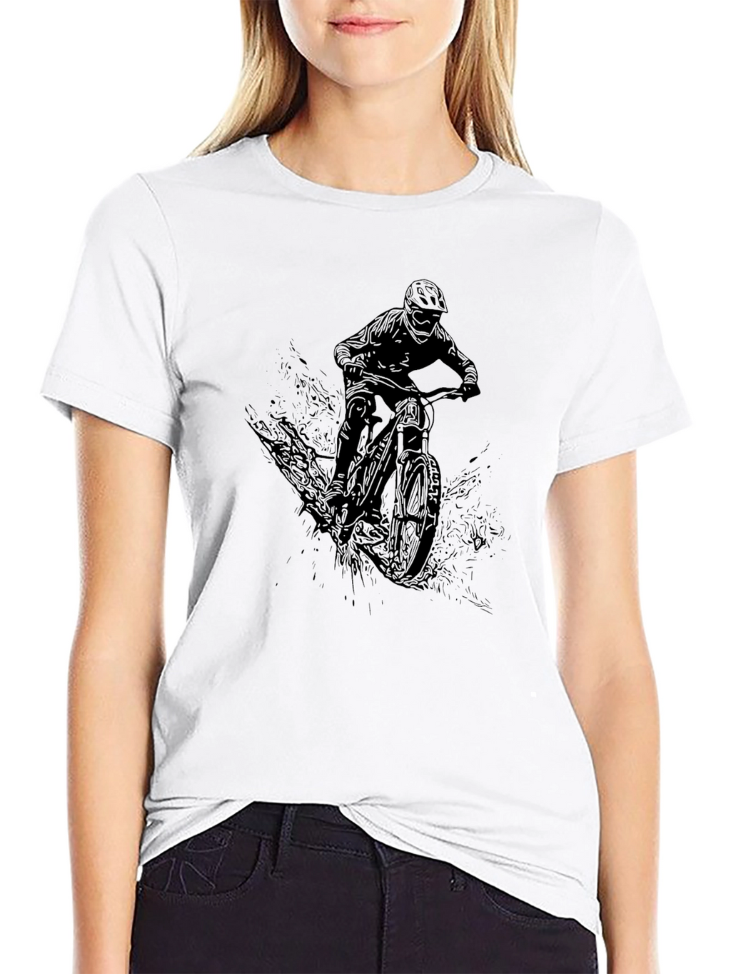 Mountain Bike Rider Graphic Tee - Black