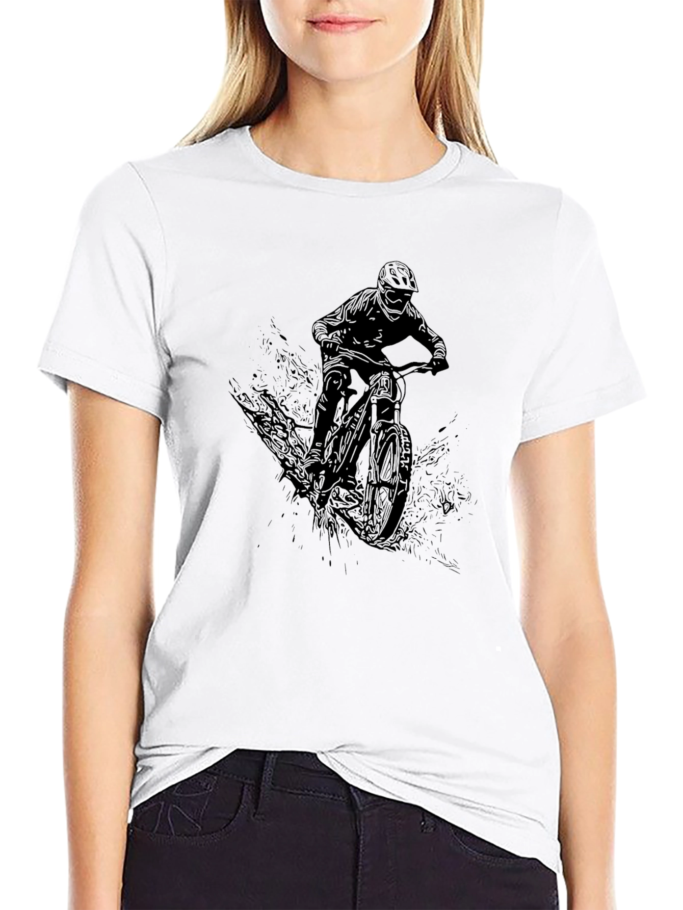Mountain Bike Rider Graphic Tee - Black