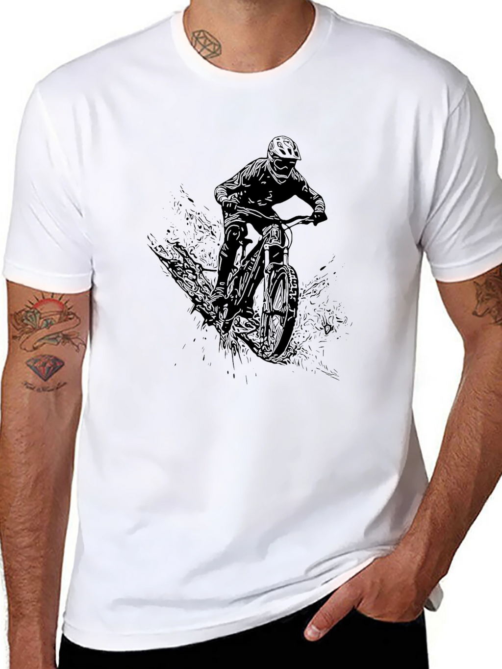 Mountain Bike Rider Graphic Tee - Black