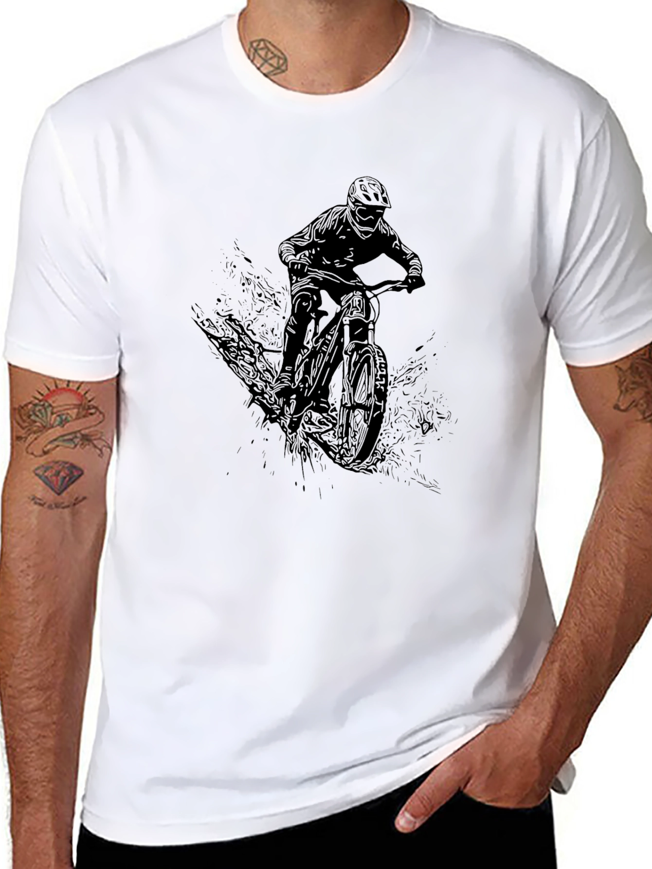 Mountain Bike Rider Graphic Tee - Black