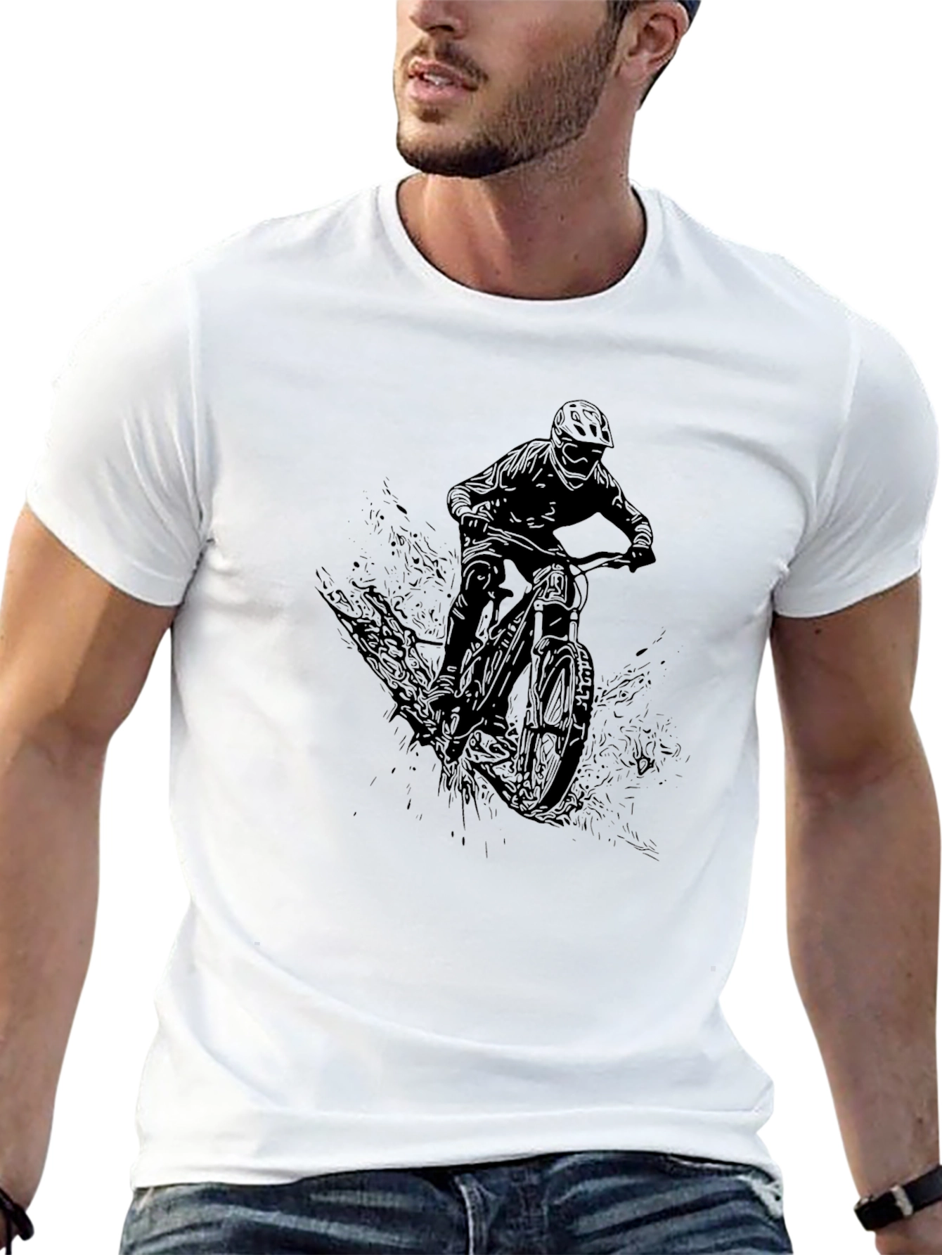 Mountain Bike Rider Graphic Tee - Black