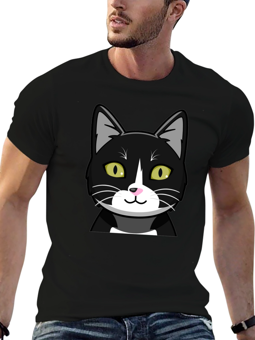 Black Cat Graphic T-Shirt - Mens Crew Neck Tee