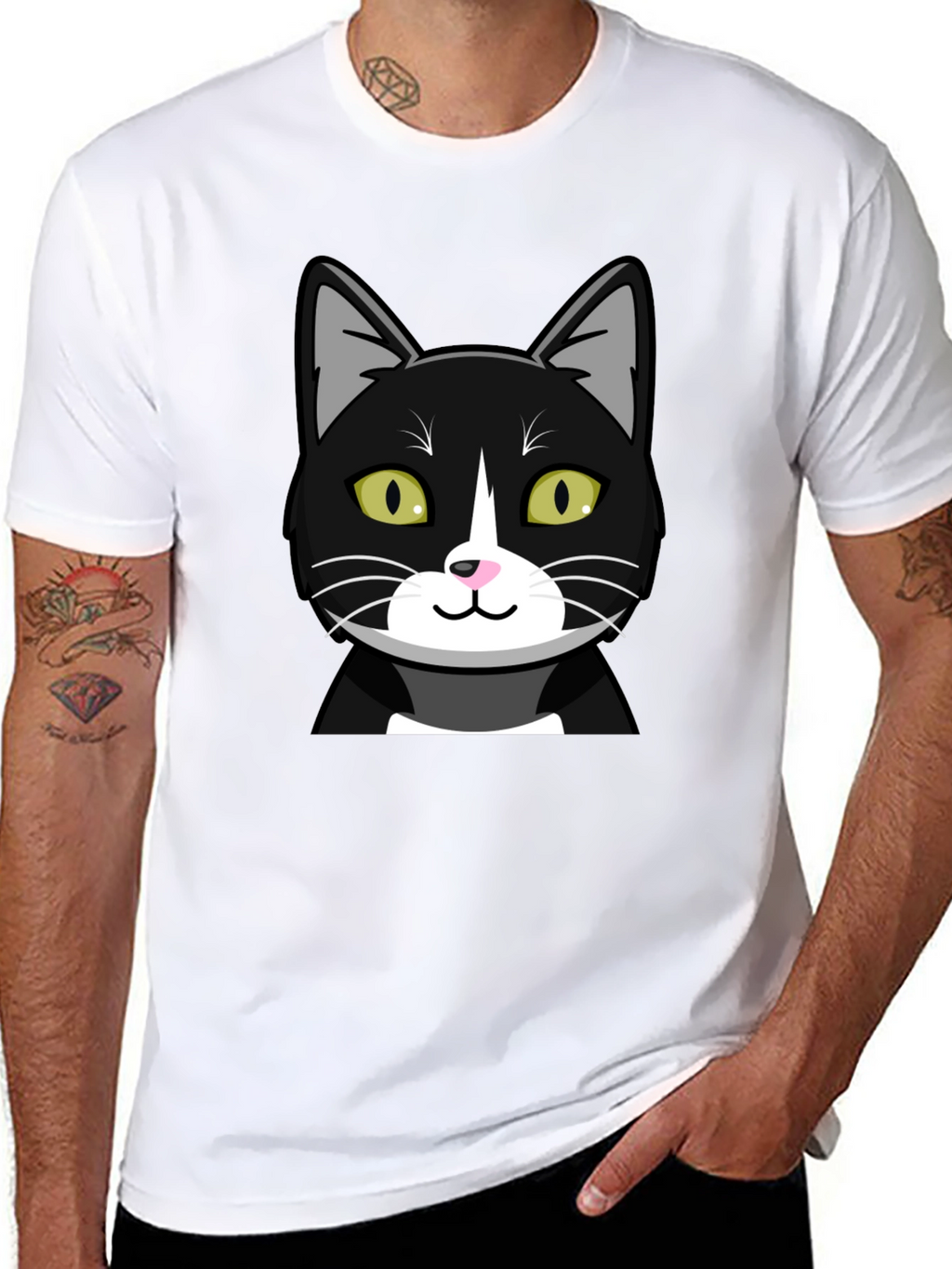 Black Cat Graphic T-Shirt - Mens Crew Neck Tee