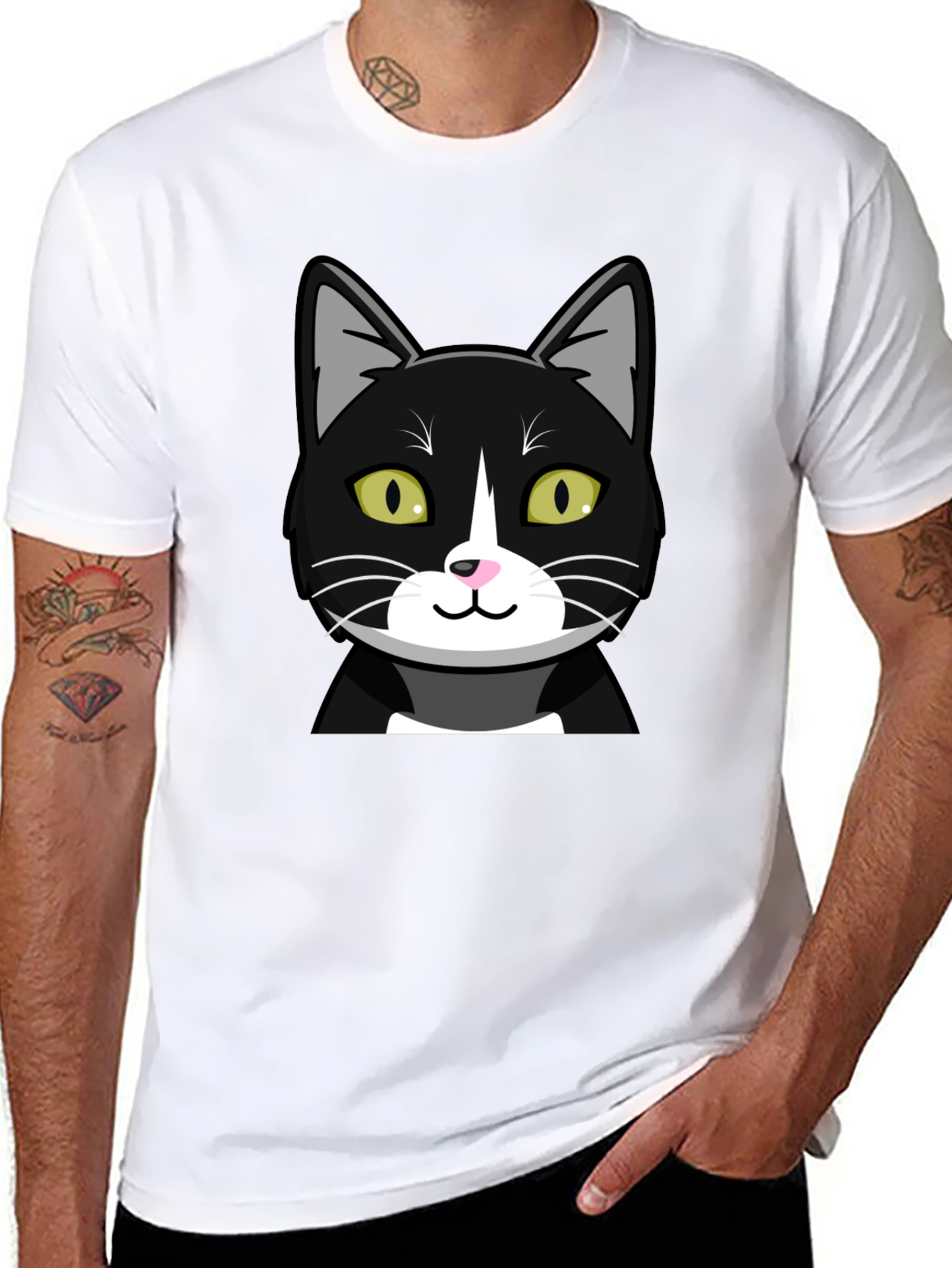 Black Cat Graphic T-Shirt - Mens Crew Neck Tee