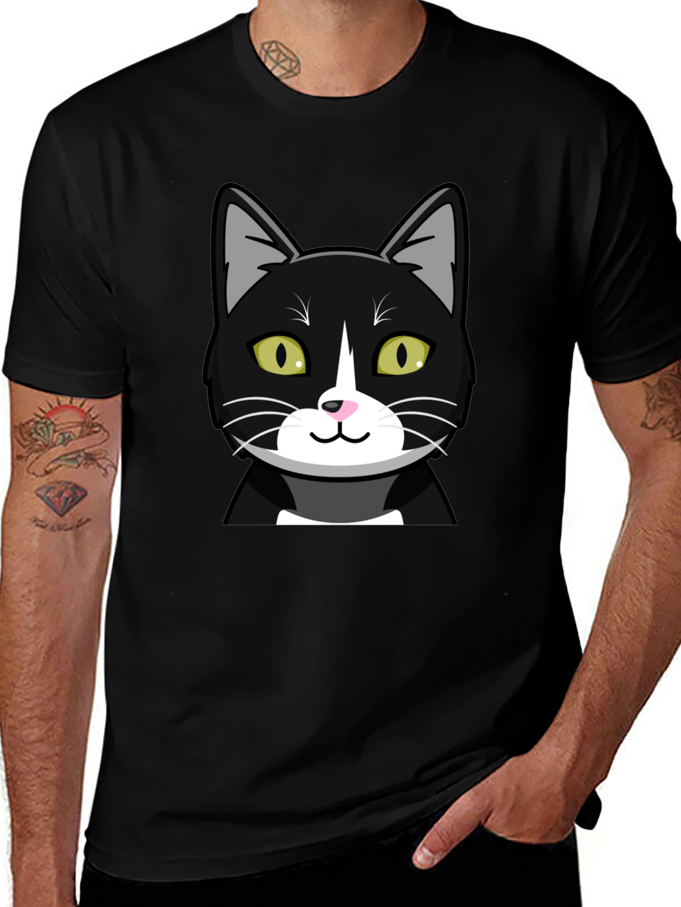 Black Cat Graphic T-Shirt - Mens Crew Neck Tee