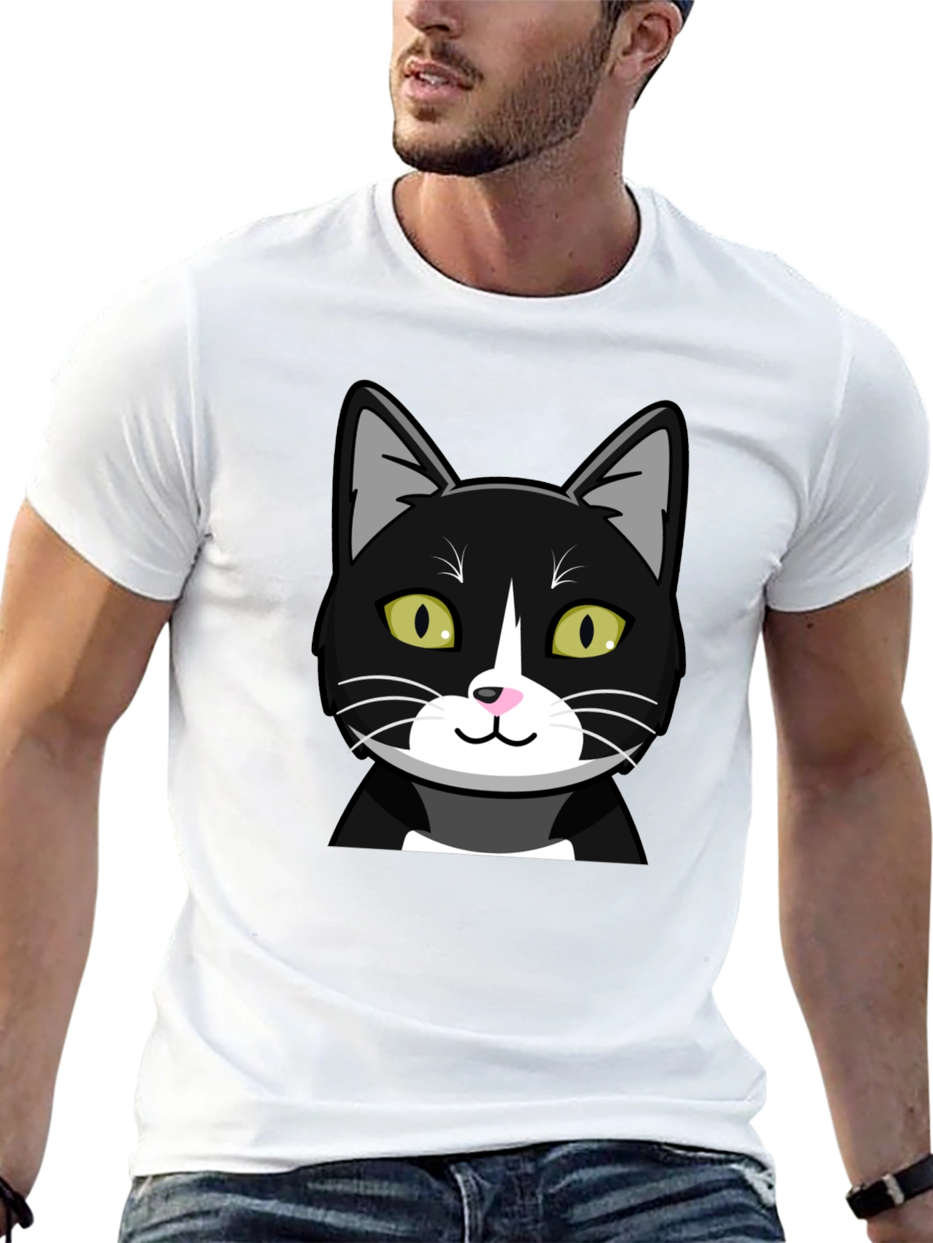 Black Cat Graphic T-Shirt - Mens Crew Neck Tee