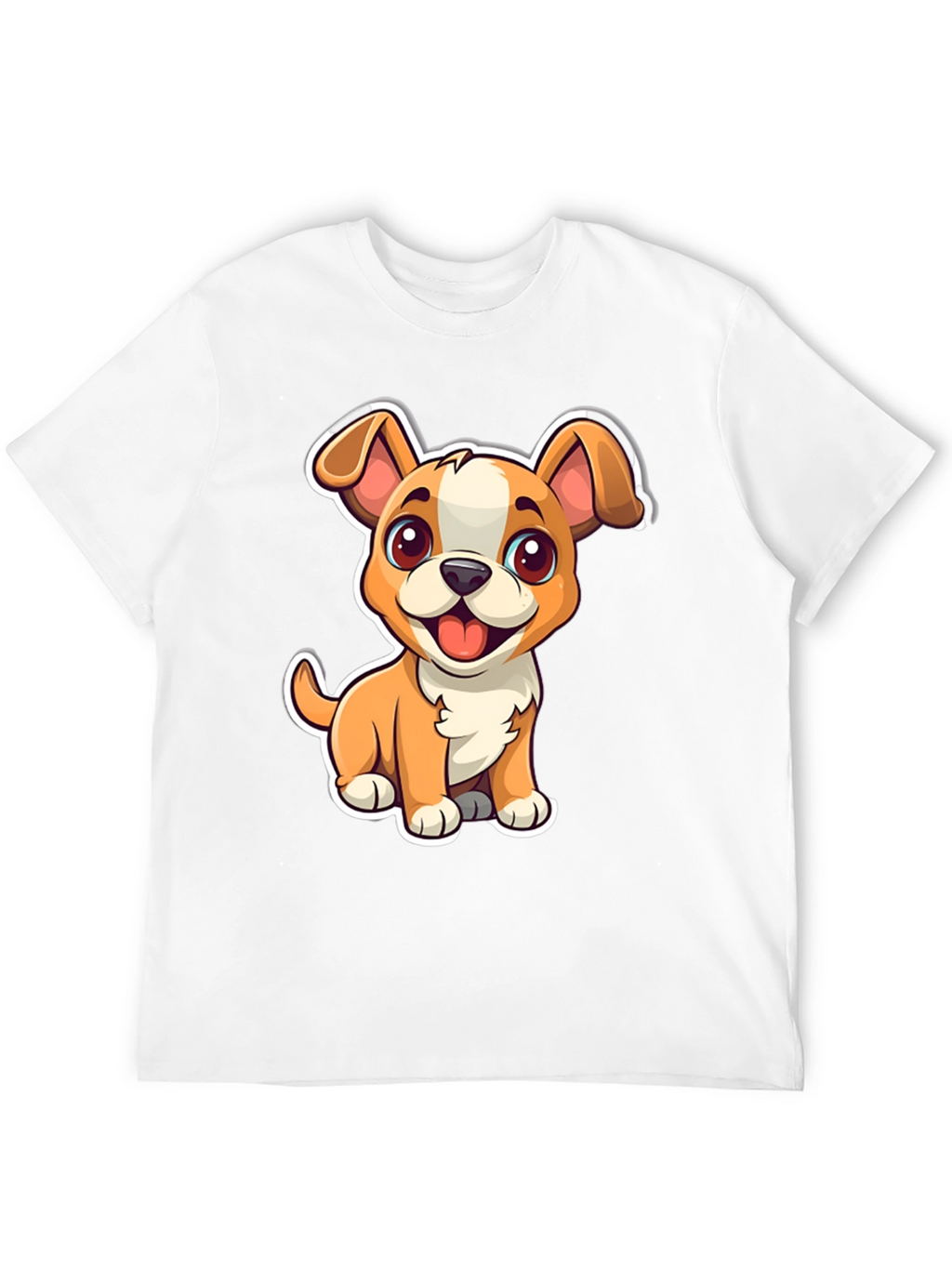 Cute Cartoon Dog Graphic Tee - Black Unisex T-Shirt