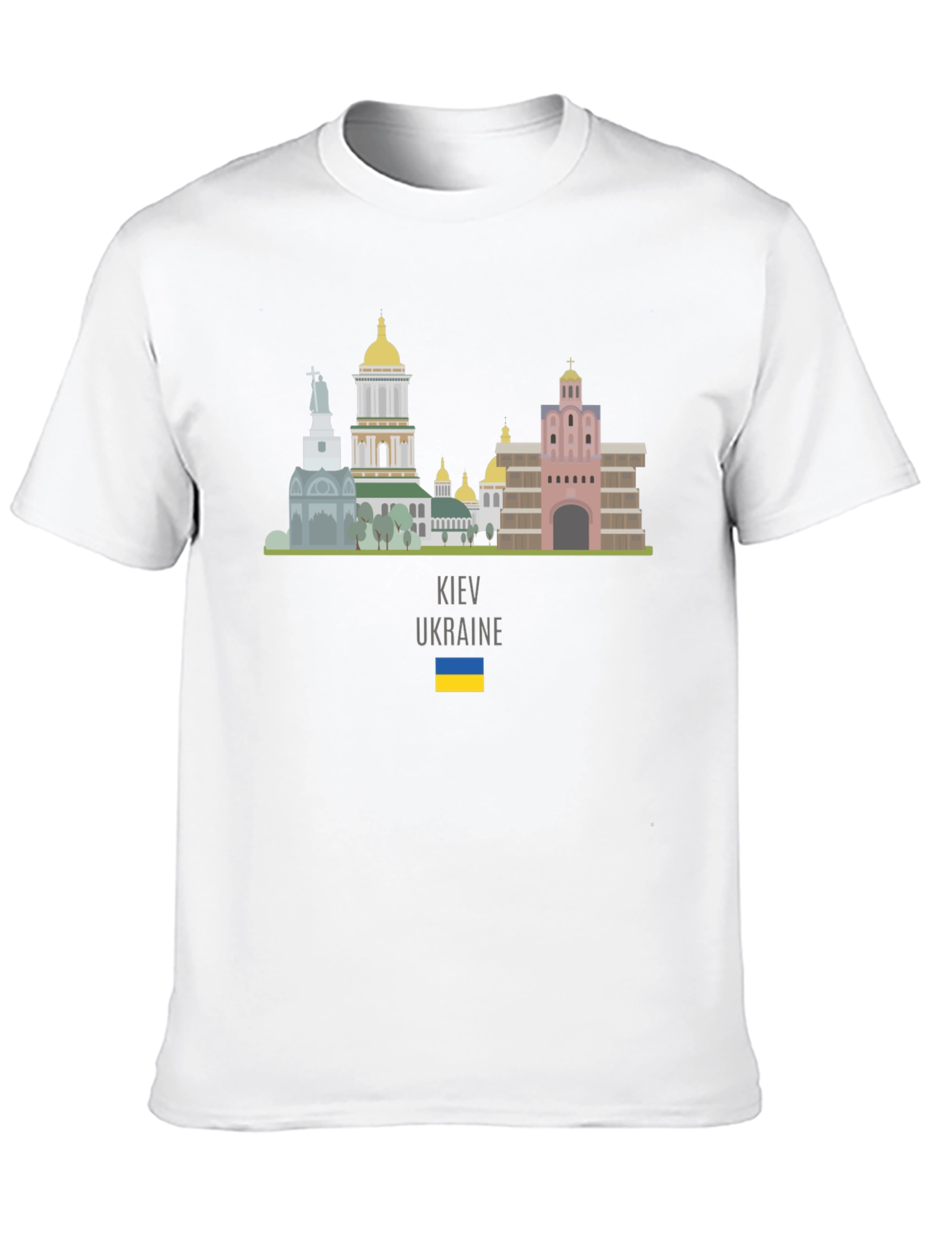 Kyiv Ukraine Skyline T-Shirt Black Crew Neck
