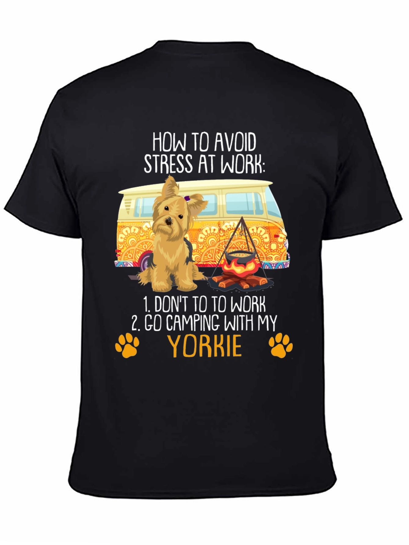 How to Avoid Stress Yorkie Camping T-Shirt
