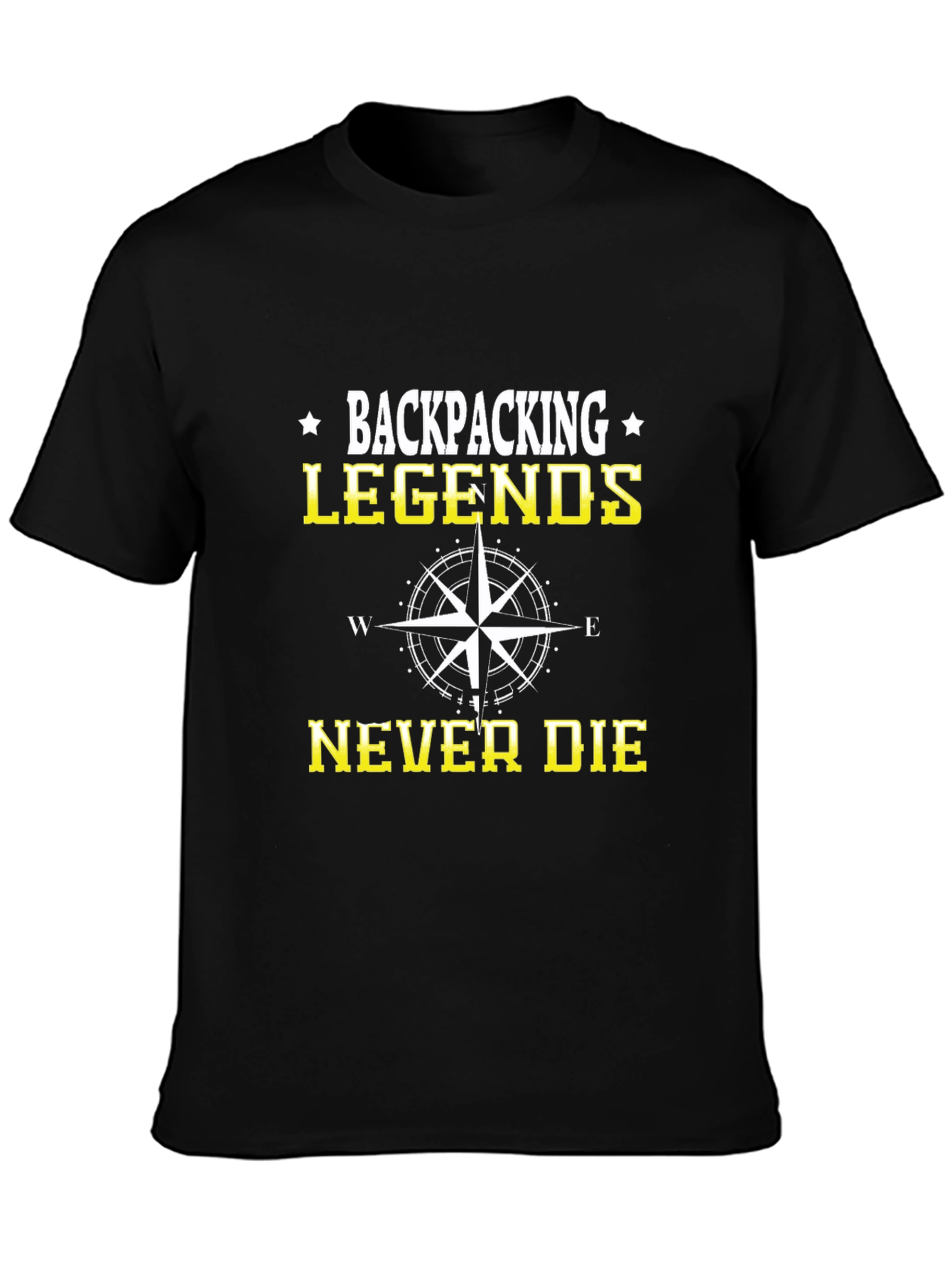 Backpacking Legends Never Die Black Graphic T-Shirt