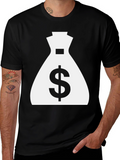 Money Bag Graphic Tee - Black Cotton Shirt