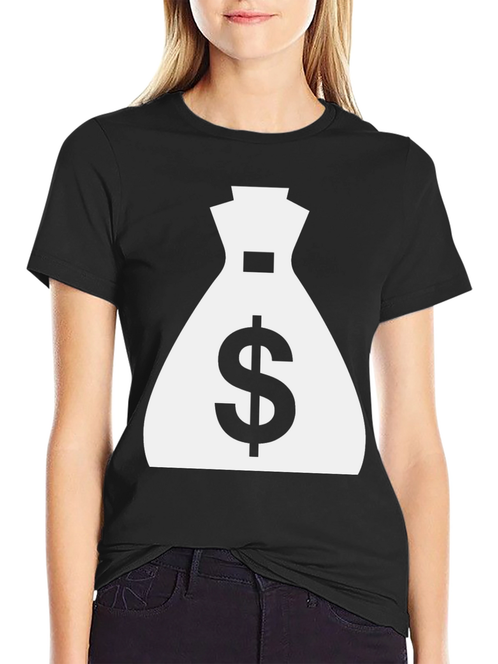 Money Bag Graphic Tee - Black Cotton Shirt