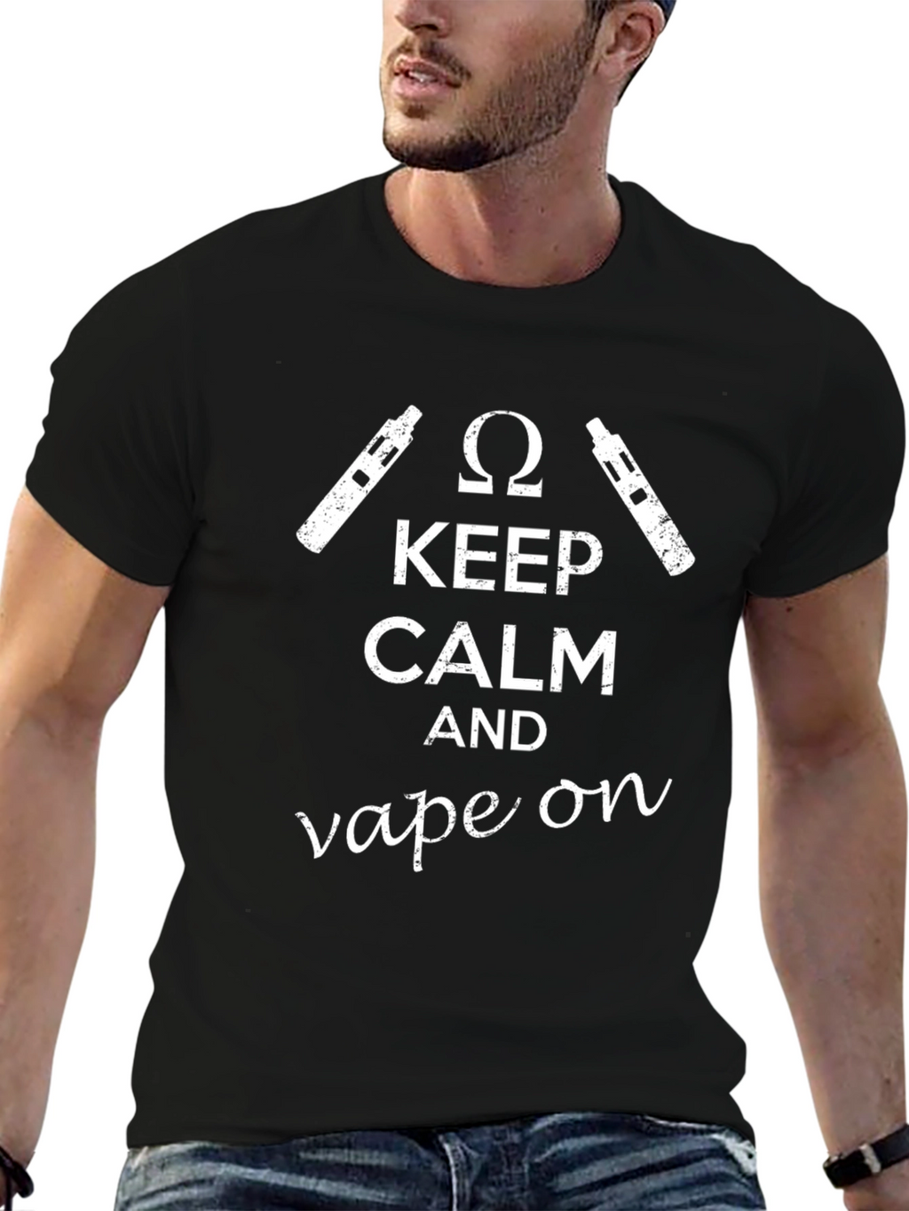 Keep Calm and Vape On Black T-Shirt