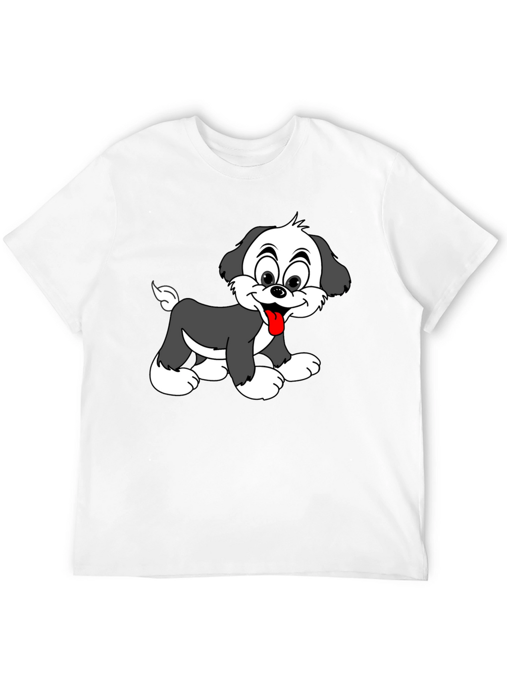 Cute Puppy Graphic Tee - Black Cotton Blend