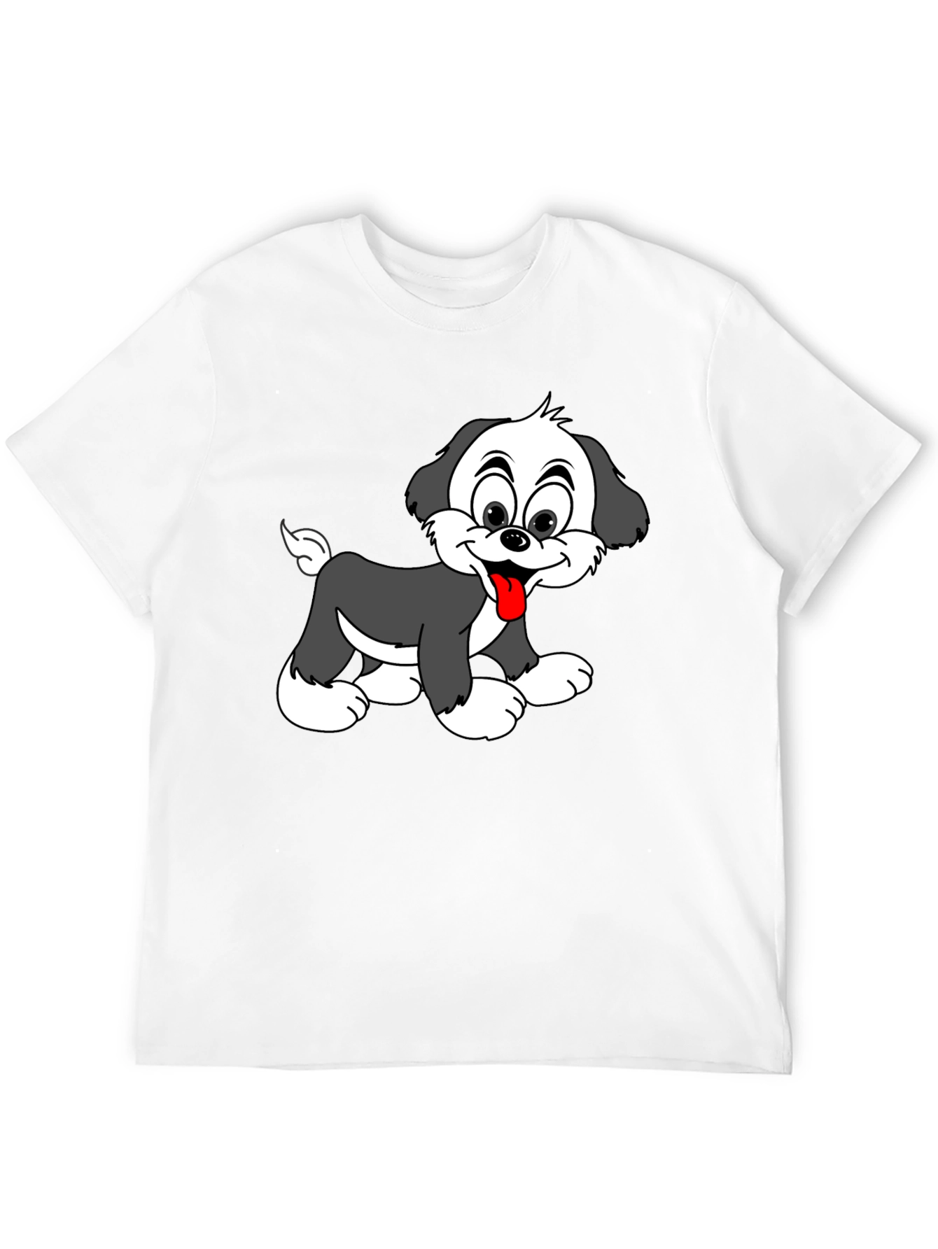 Cute Puppy Graphic Tee - Black Cotton Blend