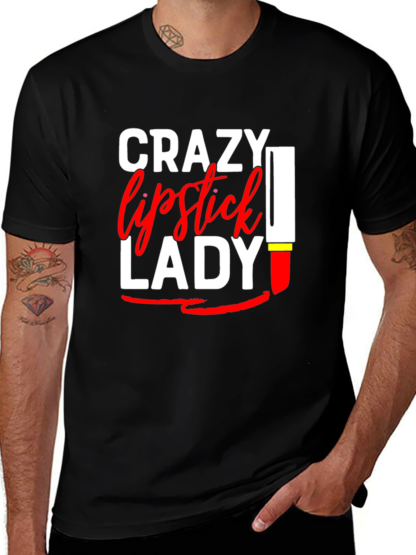 Crazy Lipstick Lady Graphic Tee - Womens Fun T-Shirt