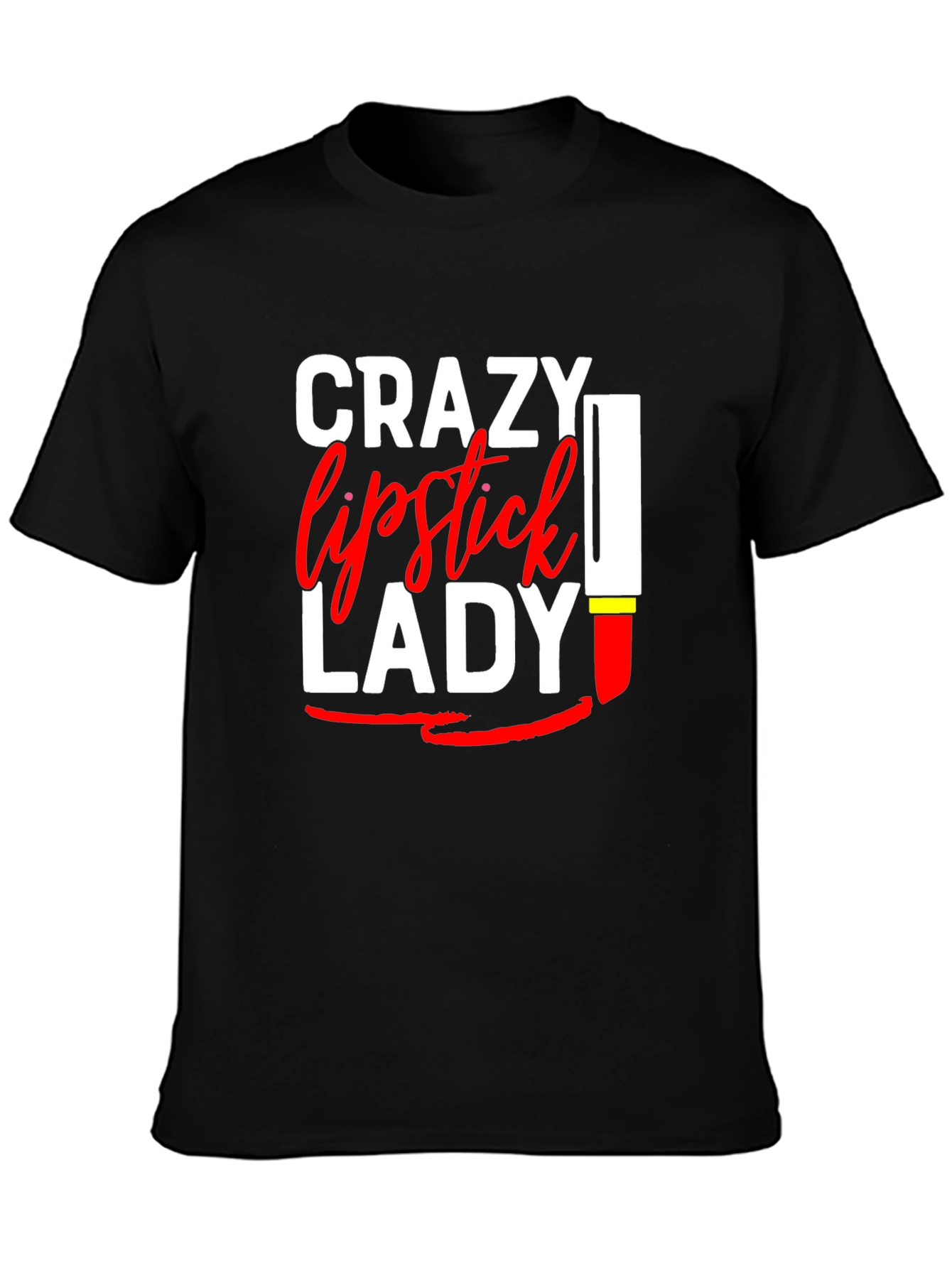 Crazy Lipstick Lady Graphic Tee - Womens Fun T-Shirt