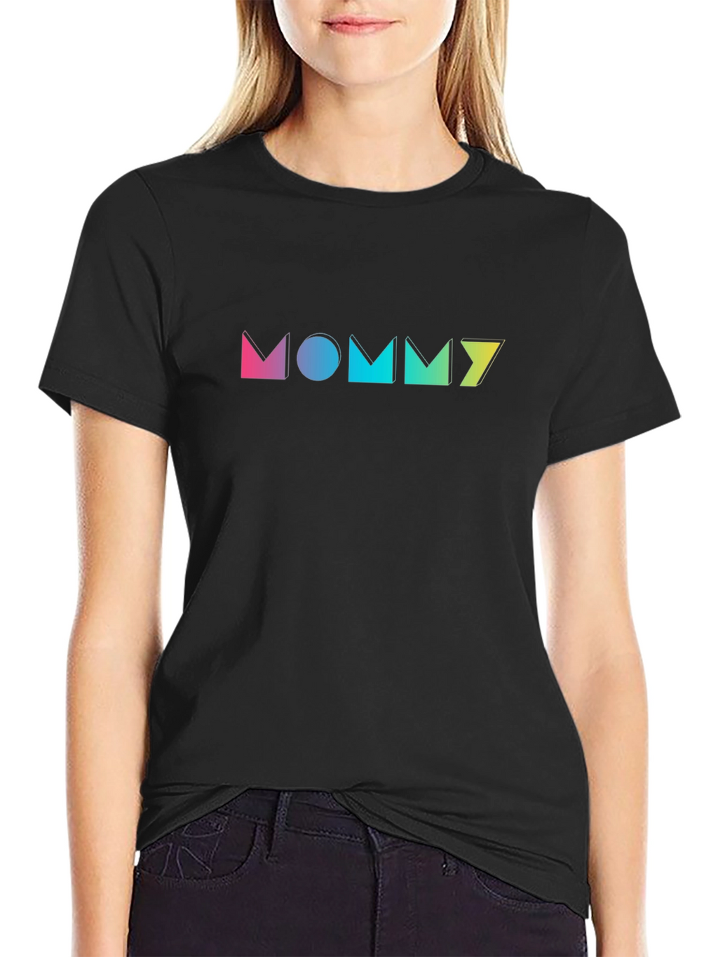 Trendy MOMMY Graphic Print Black T-Shirt
