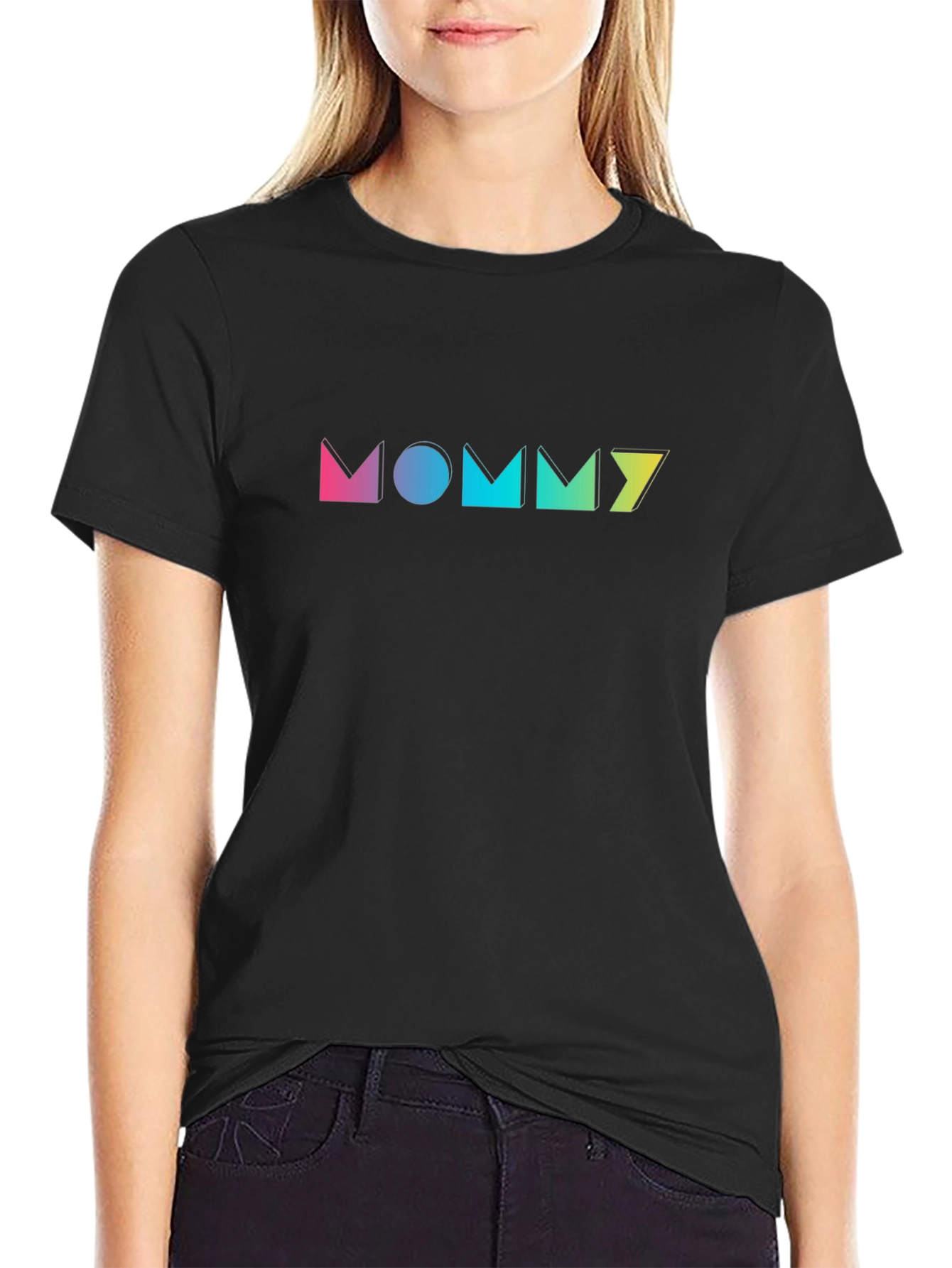 Trendy MOMMY Graphic Print Black T-Shirt