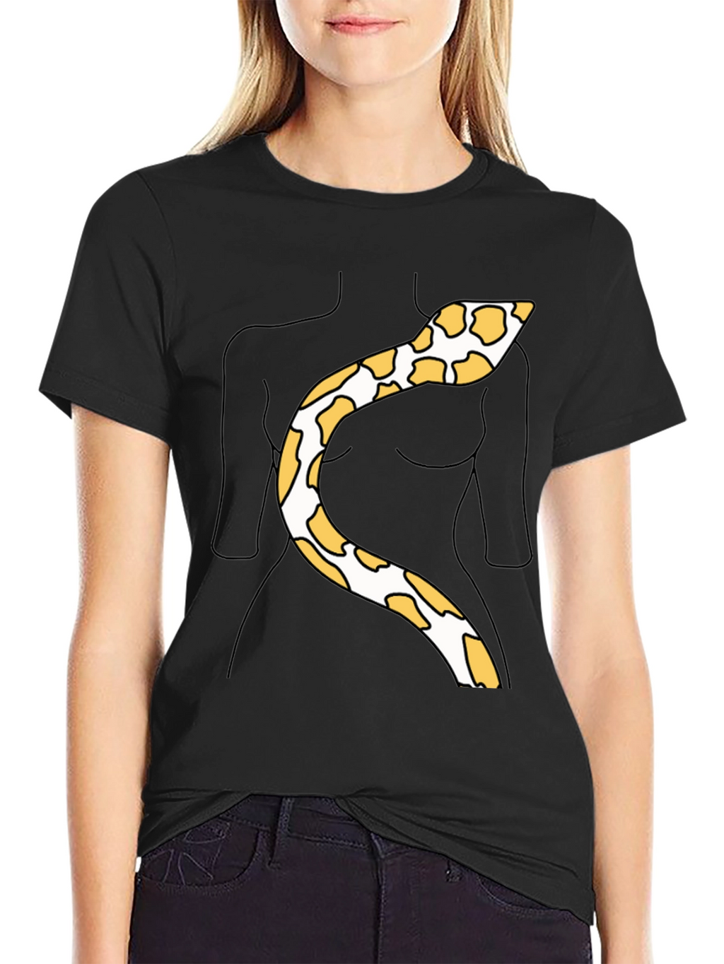 Snakeskin Print Tee - Funny Body Outline Top