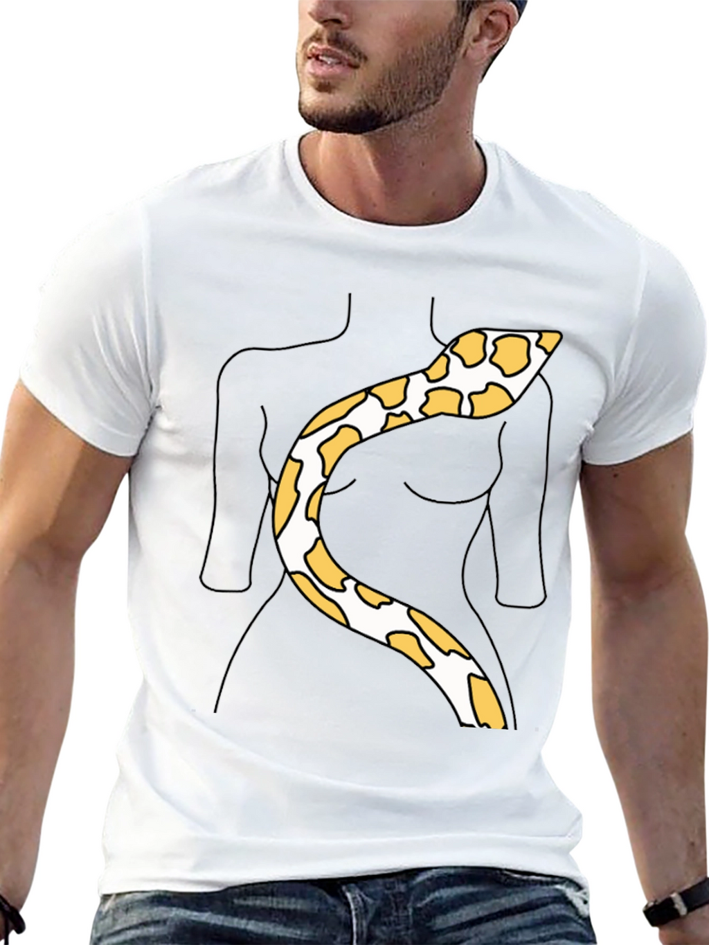 Snakeskin Print Tee - Funny Body Outline Top