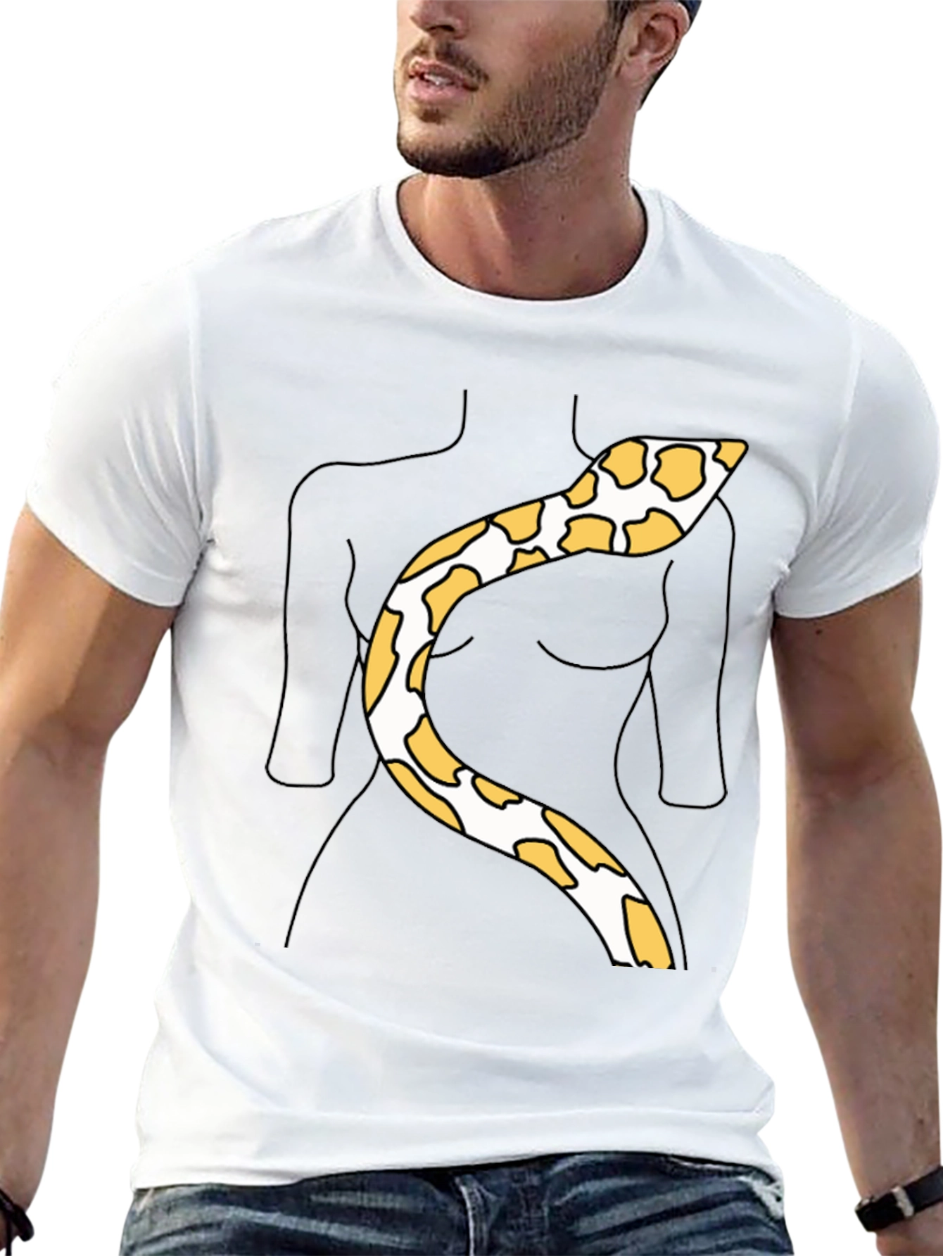 Snakeskin Print Tee - Funny Body Outline Top
