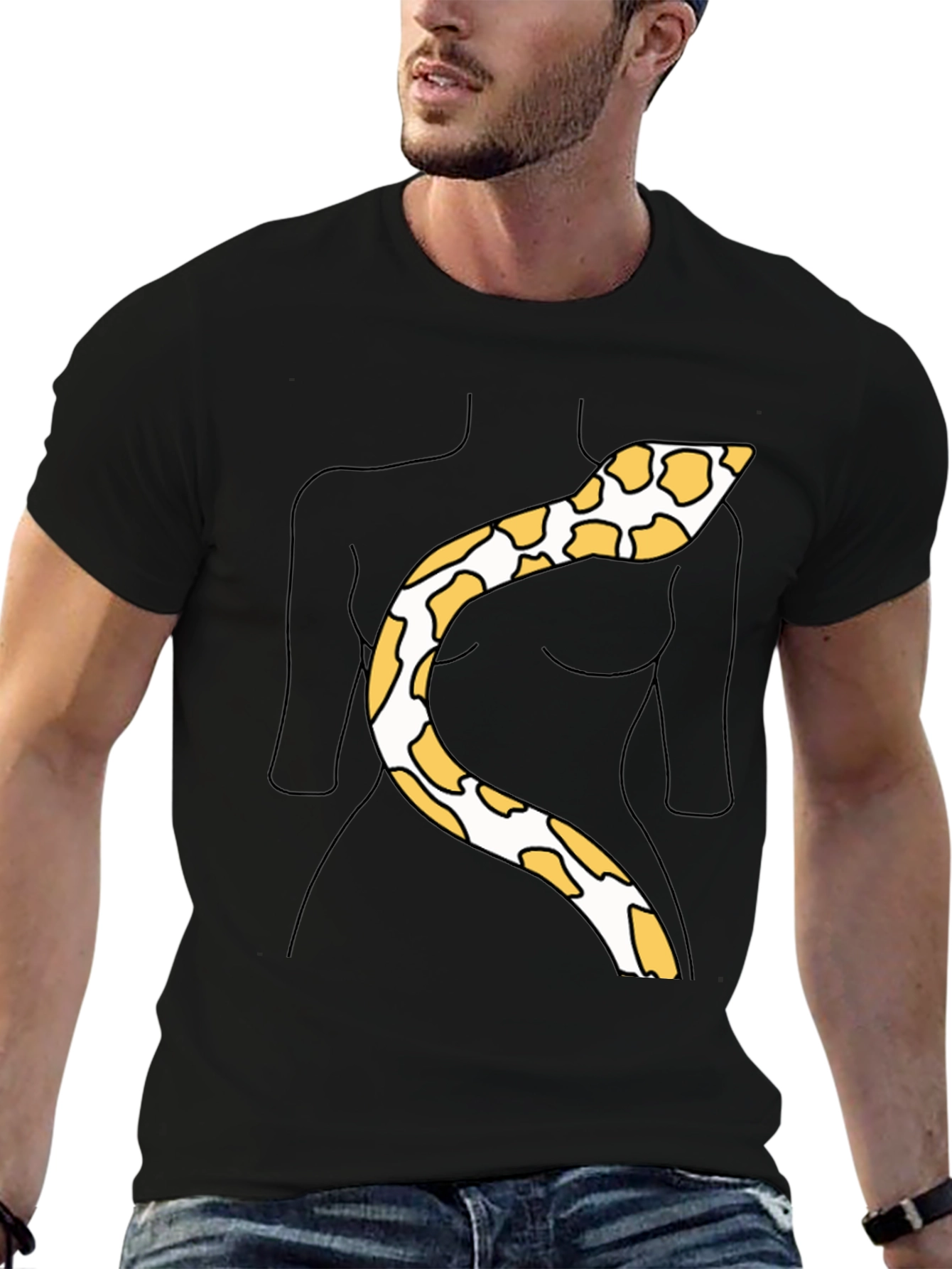 Snakeskin Print Tee - Funny Body Outline Top