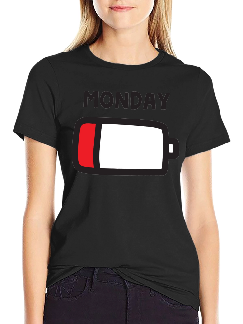 Monday Low Battery Graphic Tee - Black