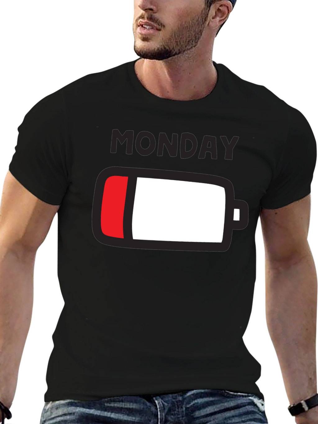 Monday Low Battery Graphic Tee - Black