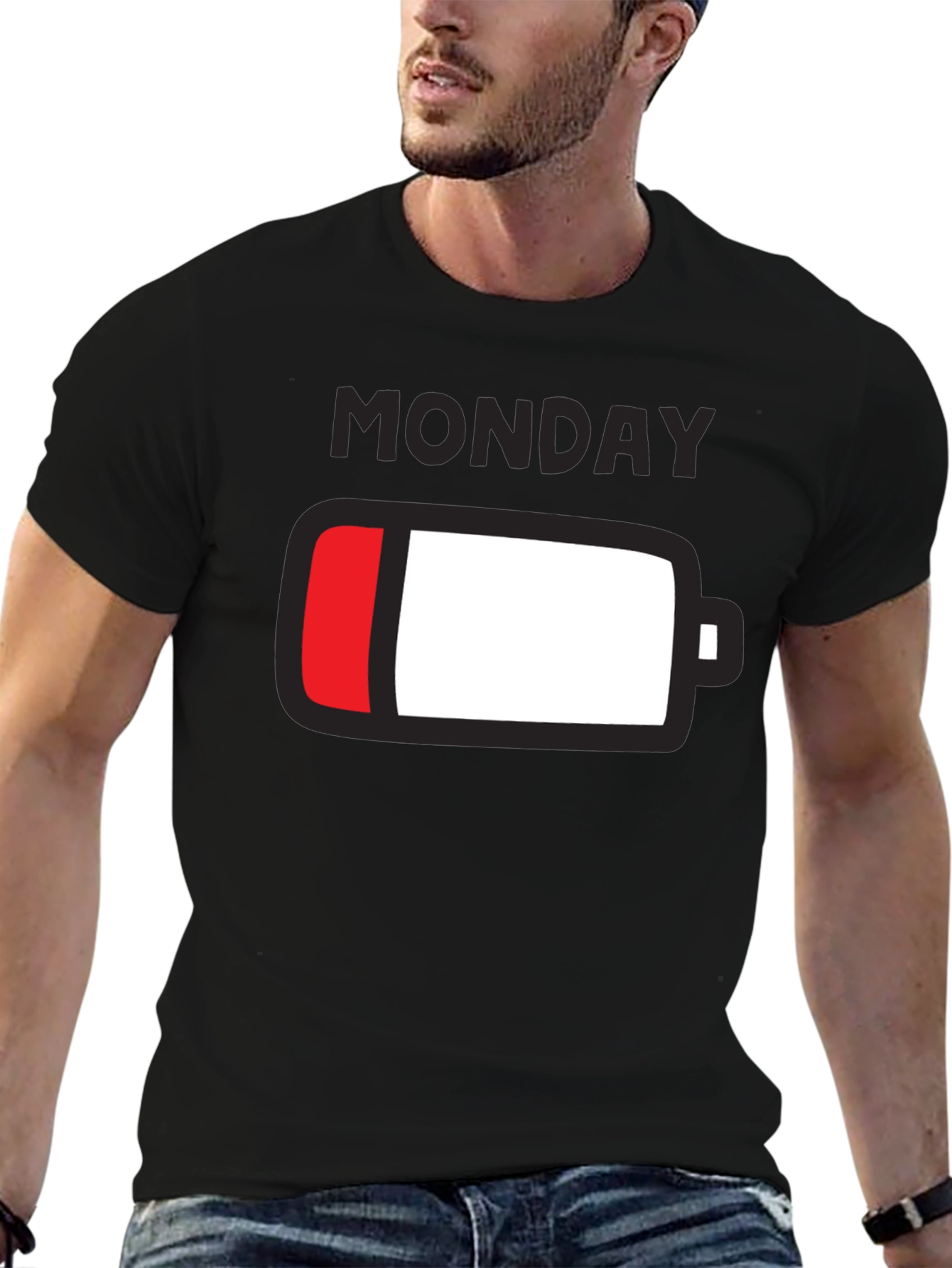 Monday Low Battery Graphic Tee - Black