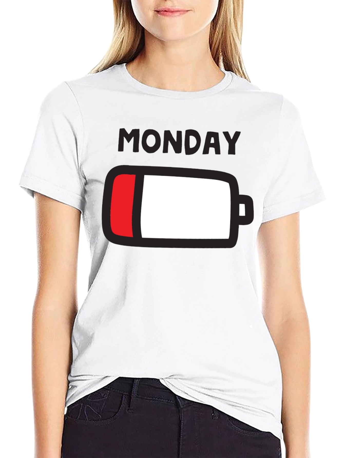 Monday Low Battery Graphic Tee - Black