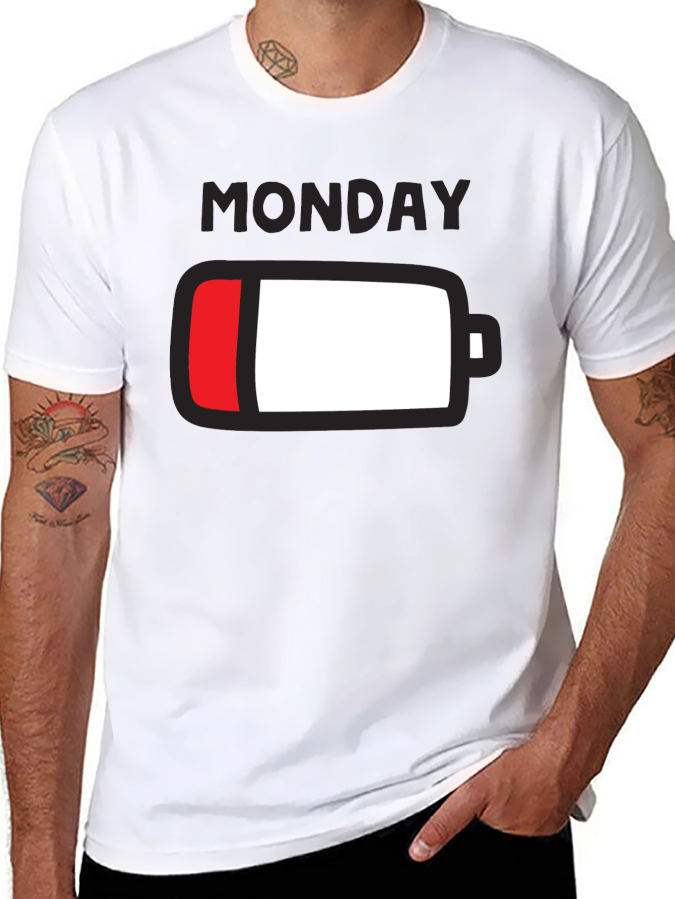 Monday Low Battery Graphic Tee - Black