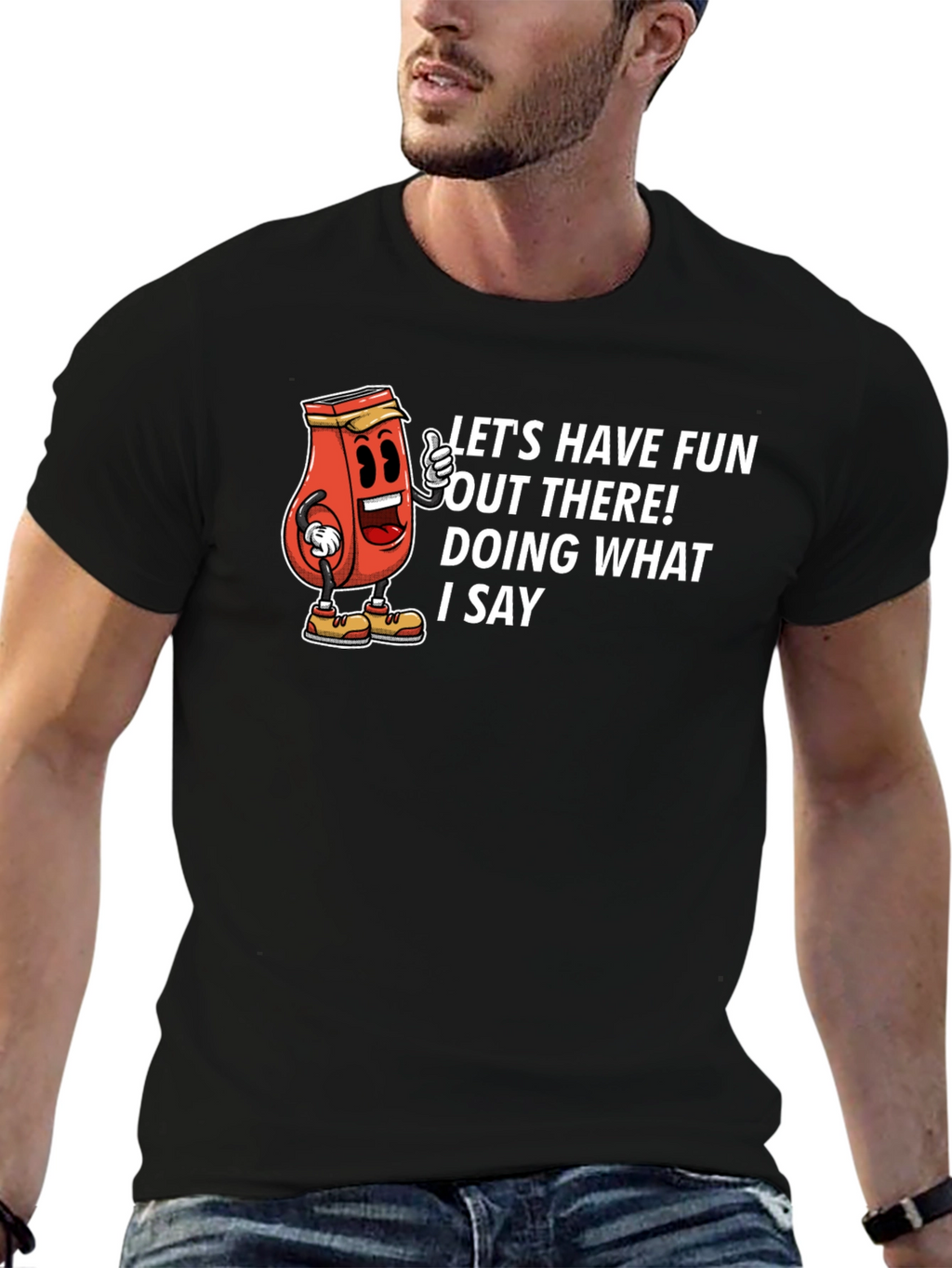 Funny Graphic Tee - Ketchup Boss Black T-Shirt