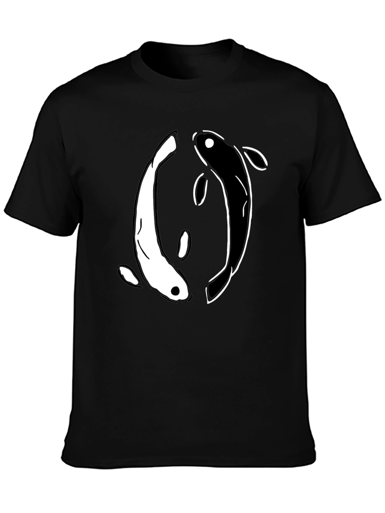 Yin Yang Koi Fish Graphic T-Shirt - Black
