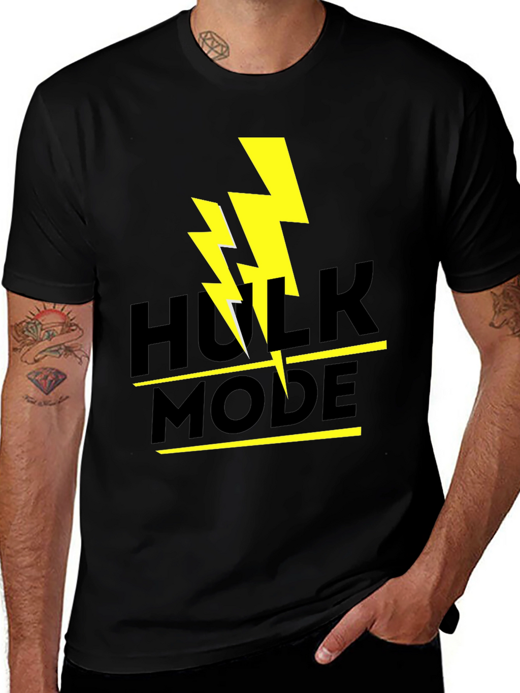 Hulk Mode Black T-Shirt - Lightning Graphic Tee