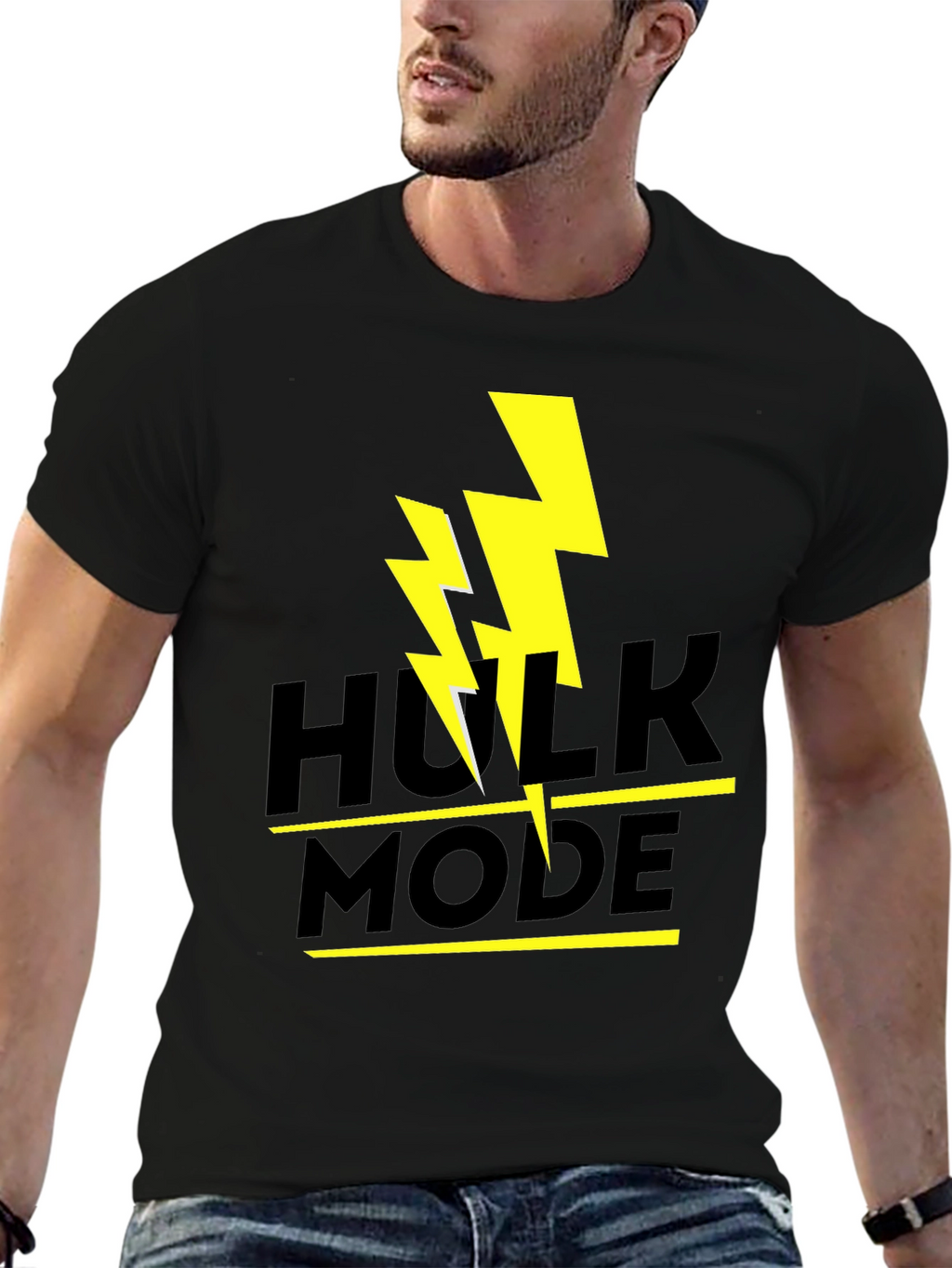 Hulk Mode Black T-Shirt - Lightning Graphic Tee