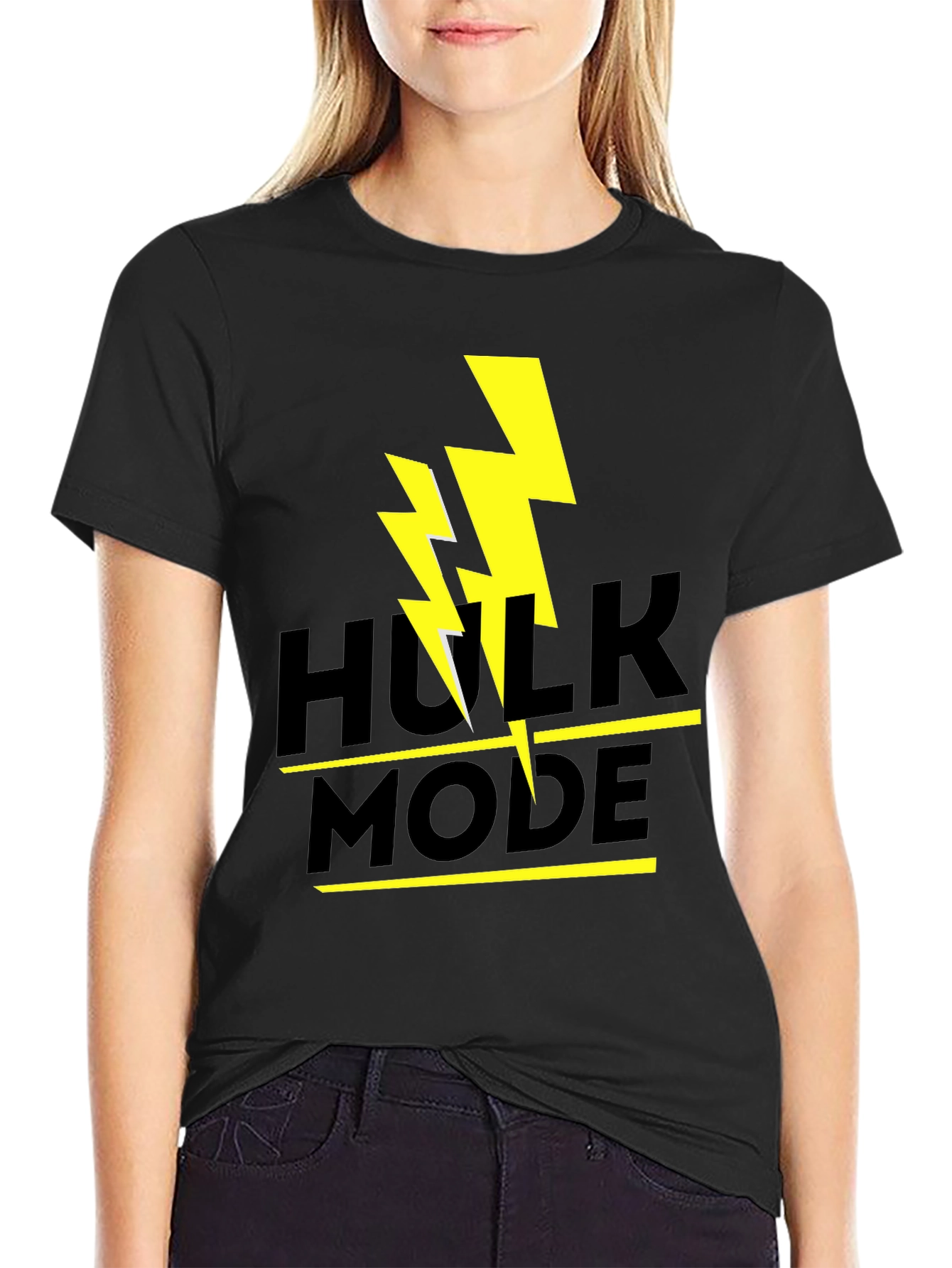 Hulk Mode Black T-Shirt - Lightning Graphic Tee