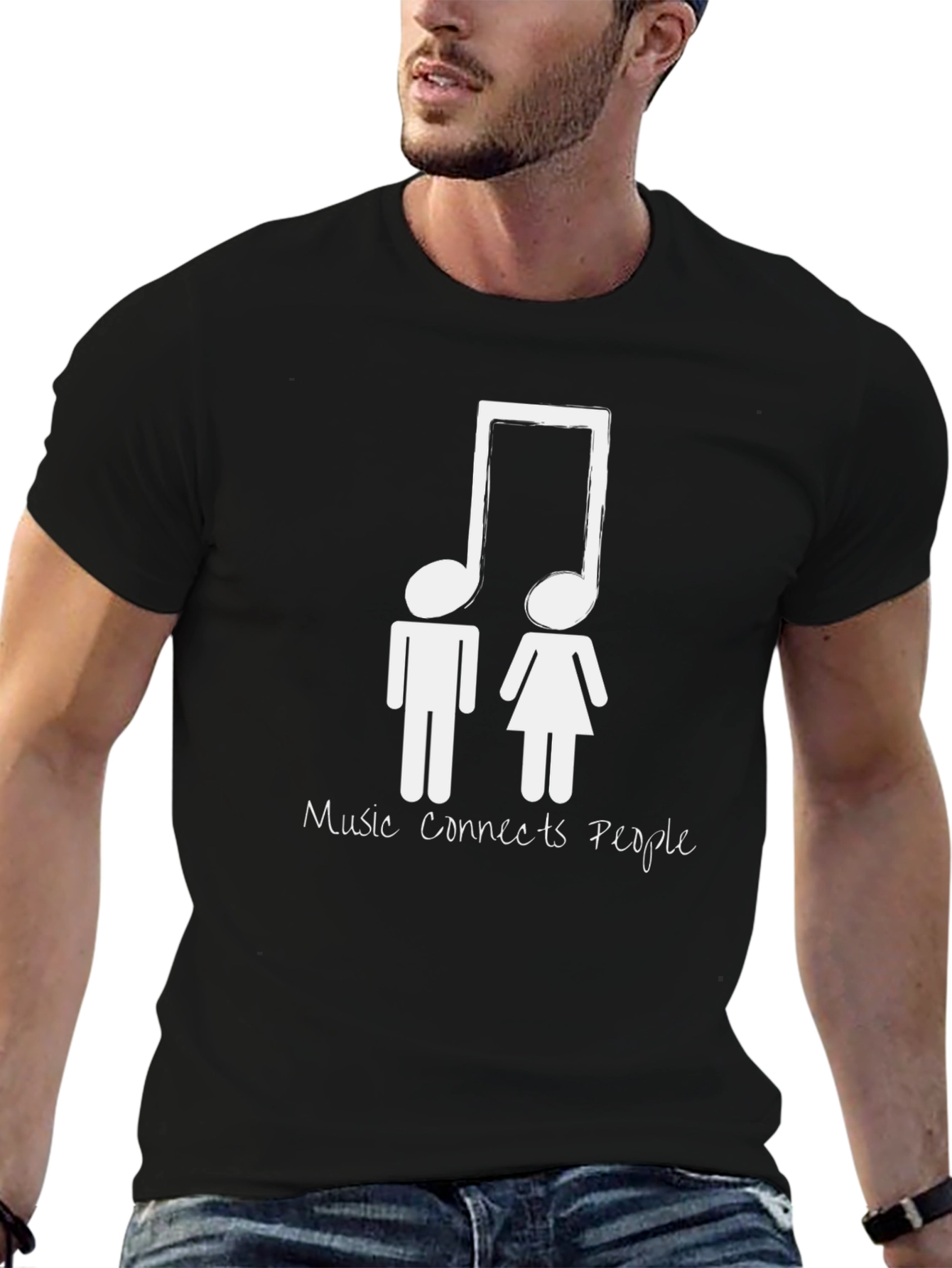 Music Connects People Unisex Black T-Shirt