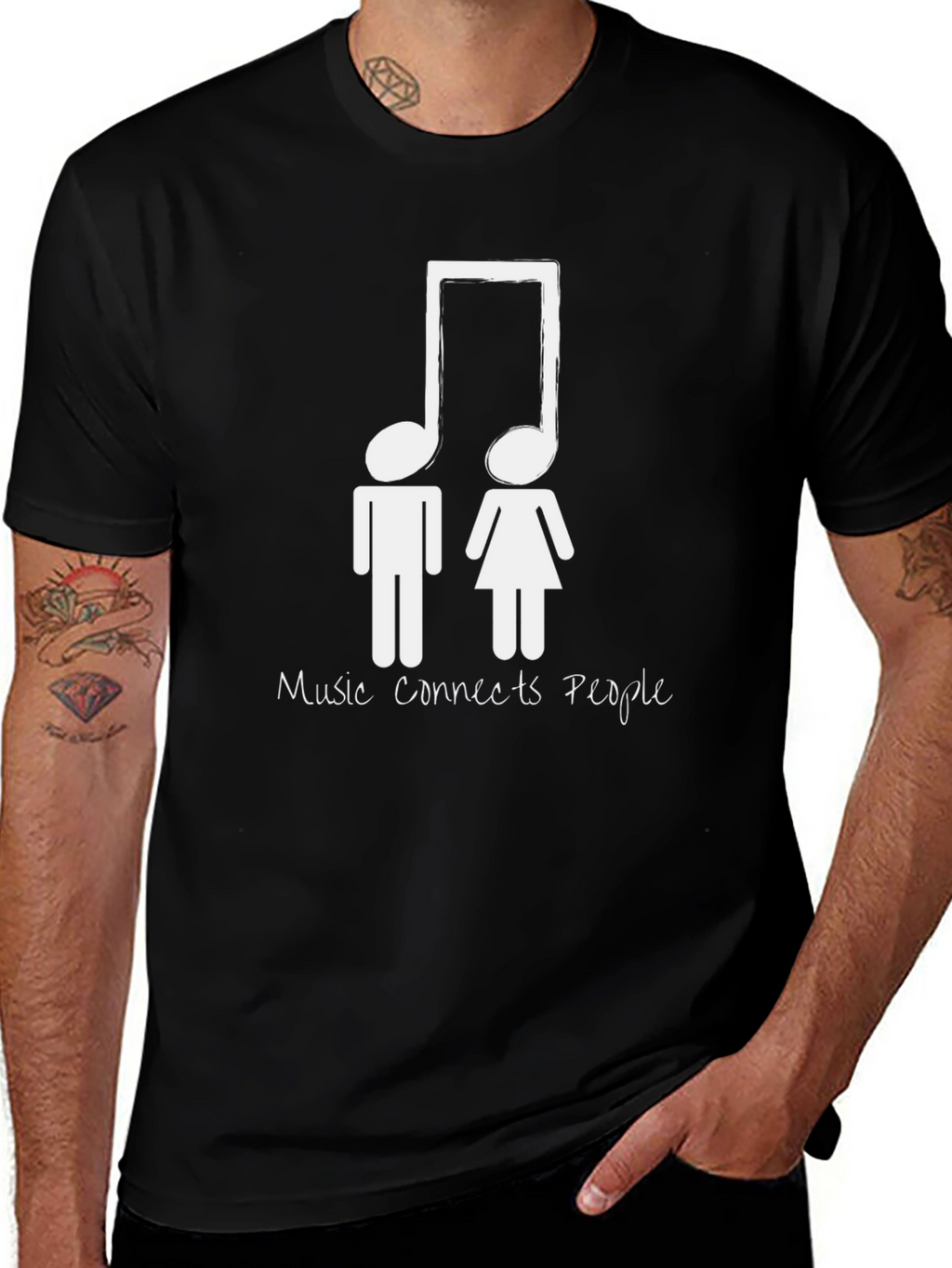 Music Connects People Unisex Black T-Shirt
