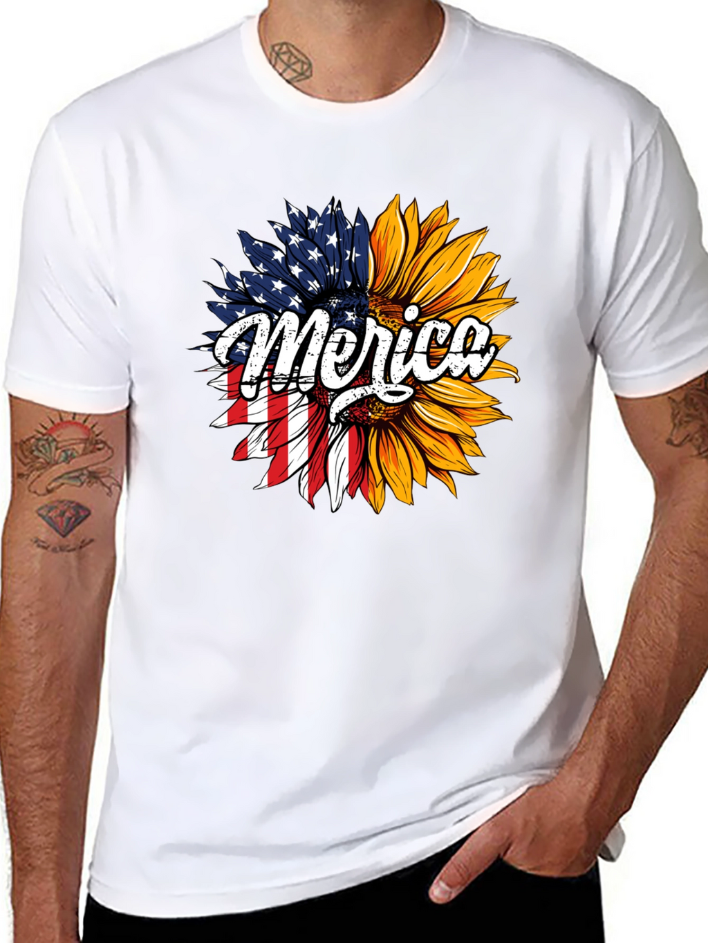 Patriotic Sunflower T-Shirt - Merica Design