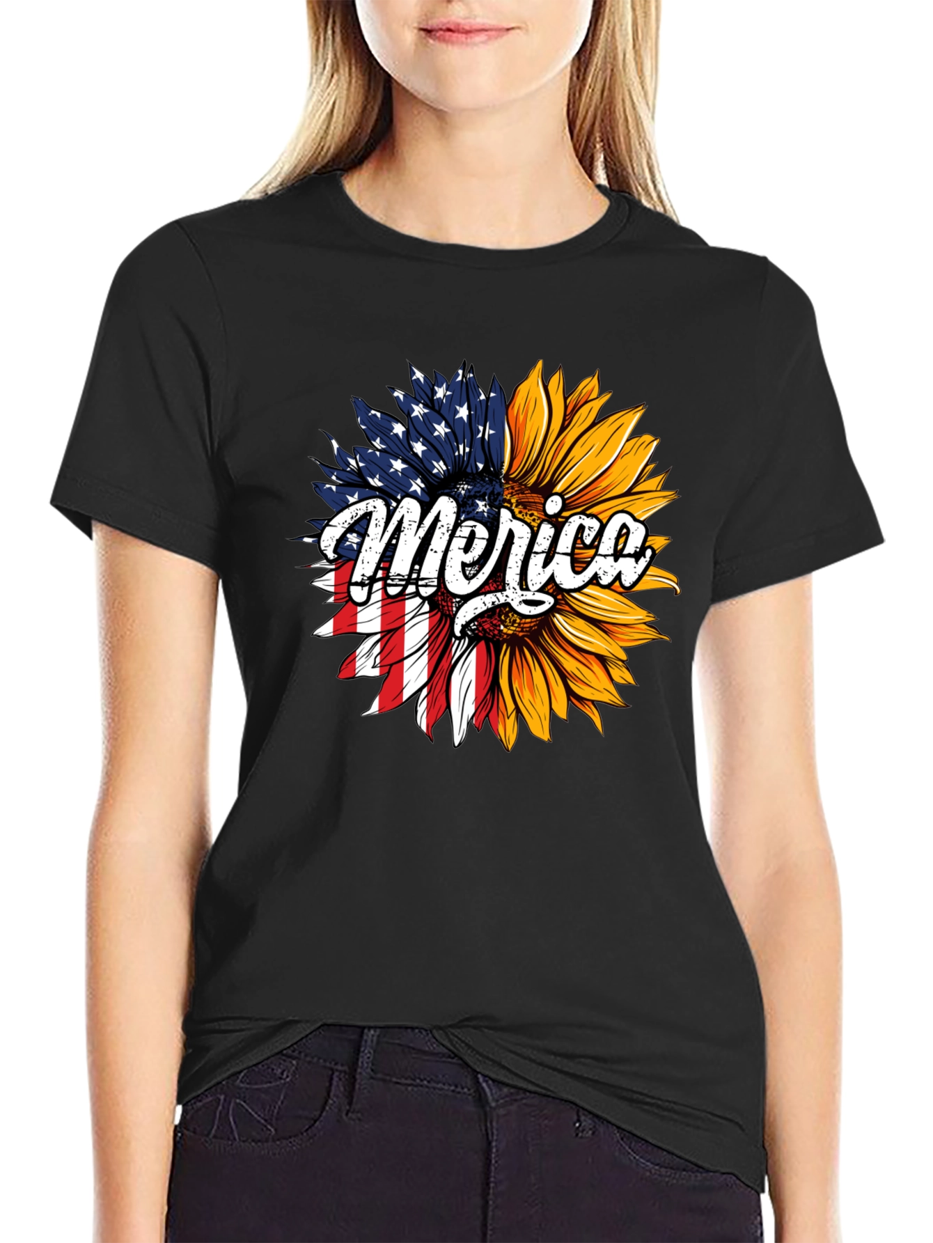 Patriotic Sunflower T-Shirt - Merica Design