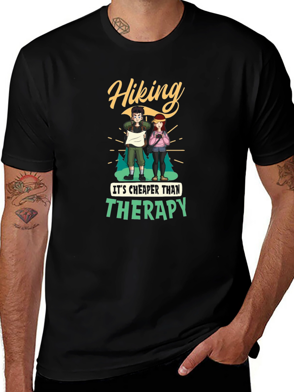 Hiking Cheaper Than Therapy Graphic Tee