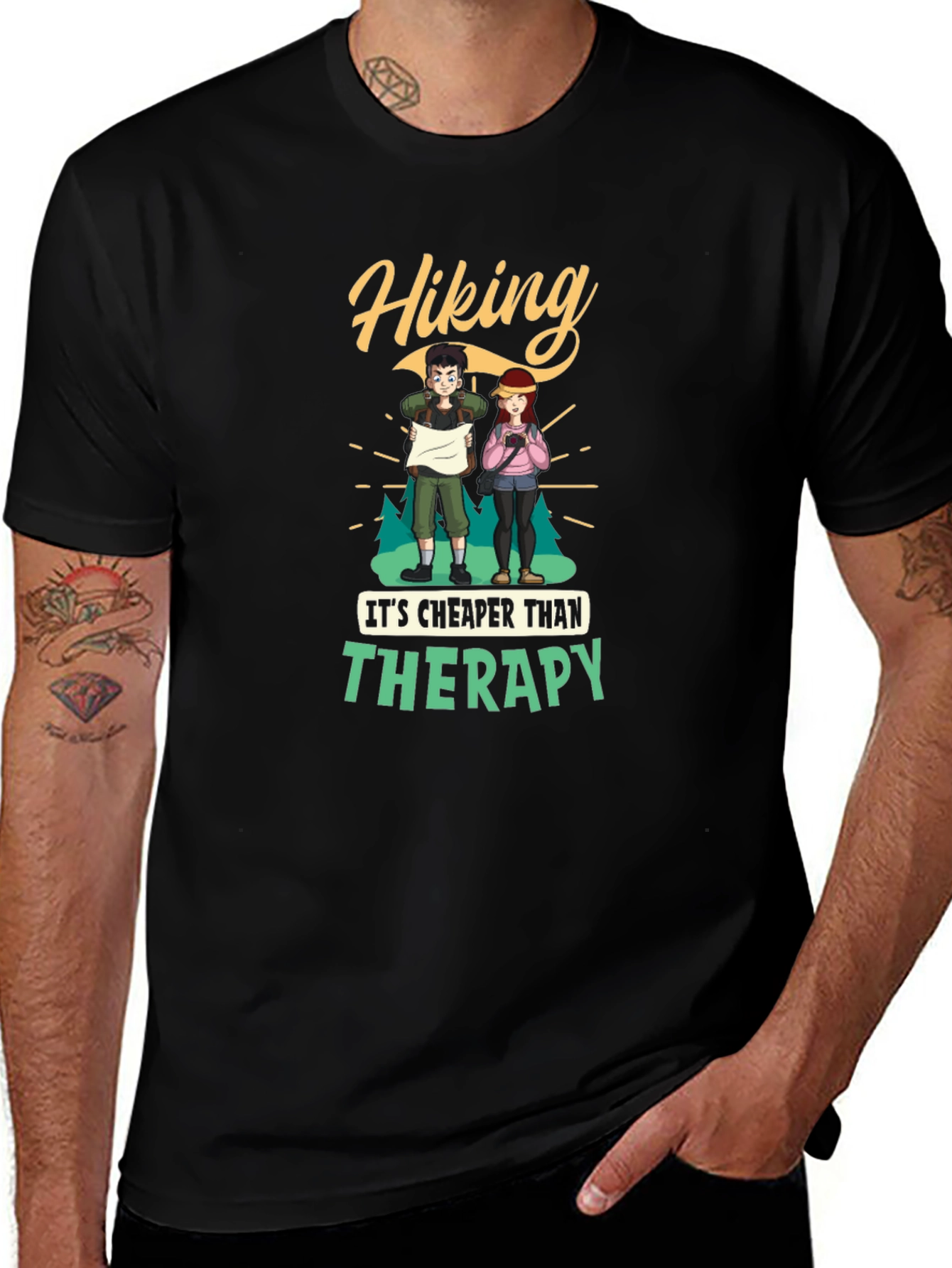 Hiking Cheaper Than Therapy Graphic Tee