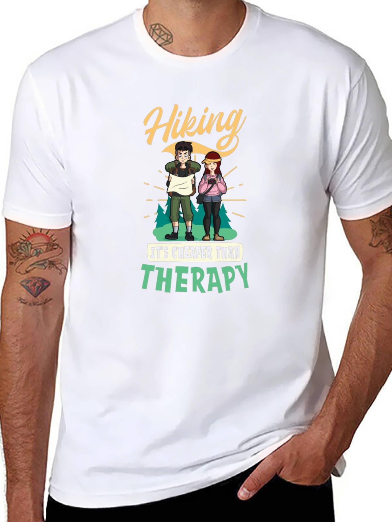 Hiking Cheaper Than Therapy Graphic Tee
