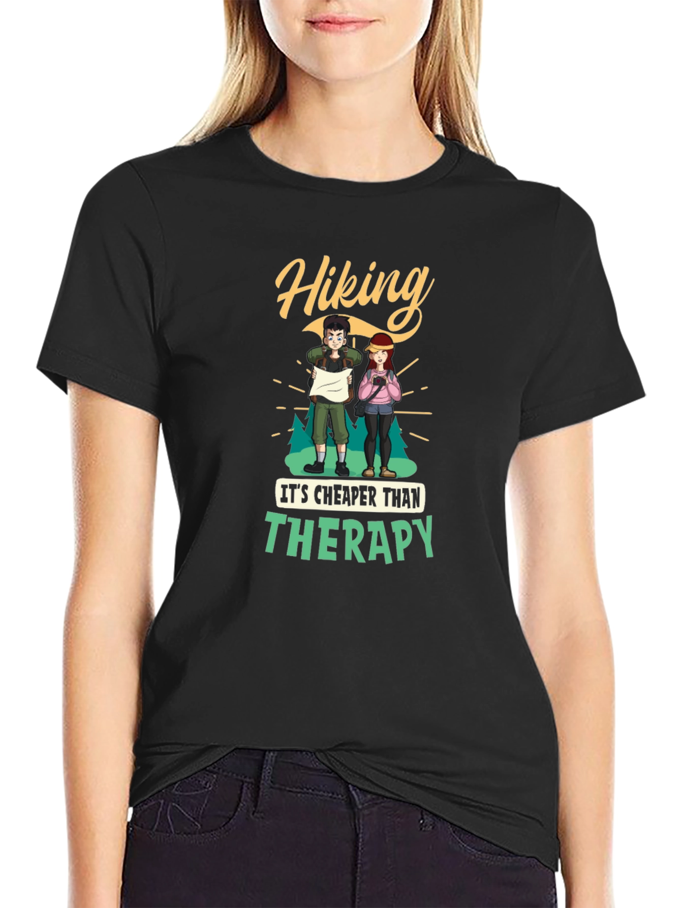 Hiking Cheaper Than Therapy Graphic Tee